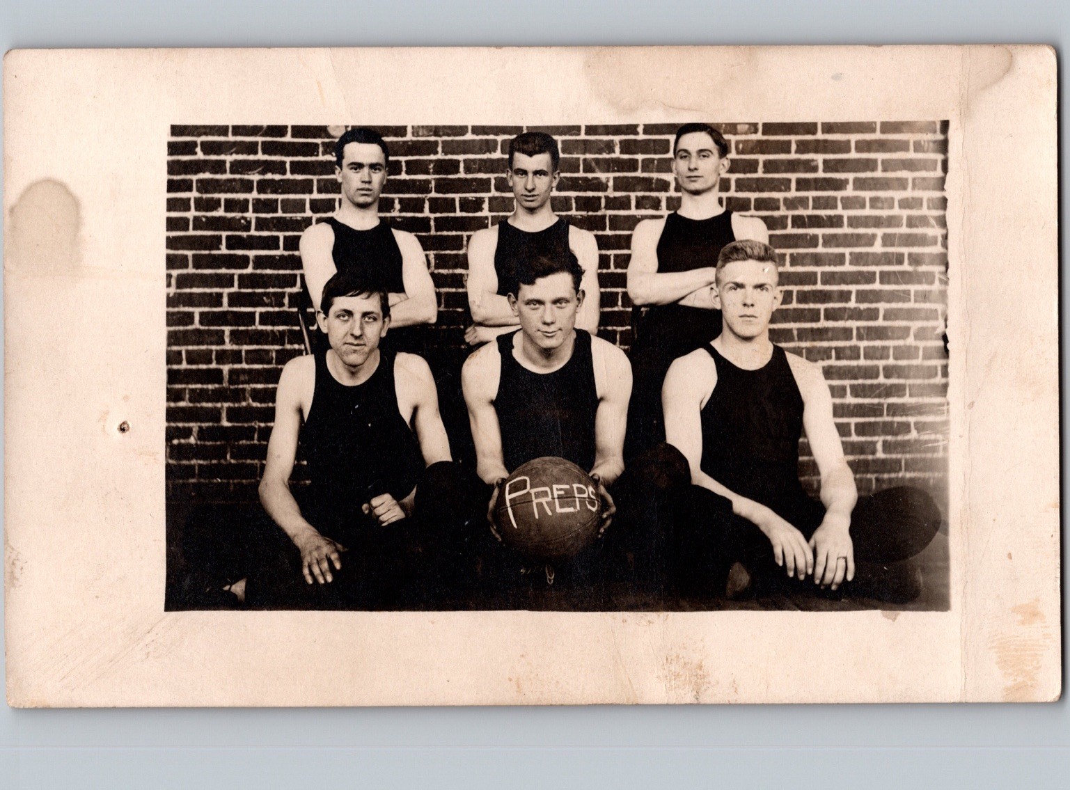 c1910 Group Of Men Basketball Team Prep School Sports RPPC Real Photo Postcard
