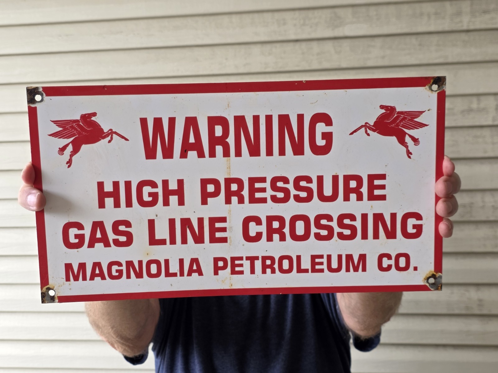 VINTAGE MAGNOLIA PEGASUS PETROLEUM CO. PORCELAIN GAS SIGN 15\