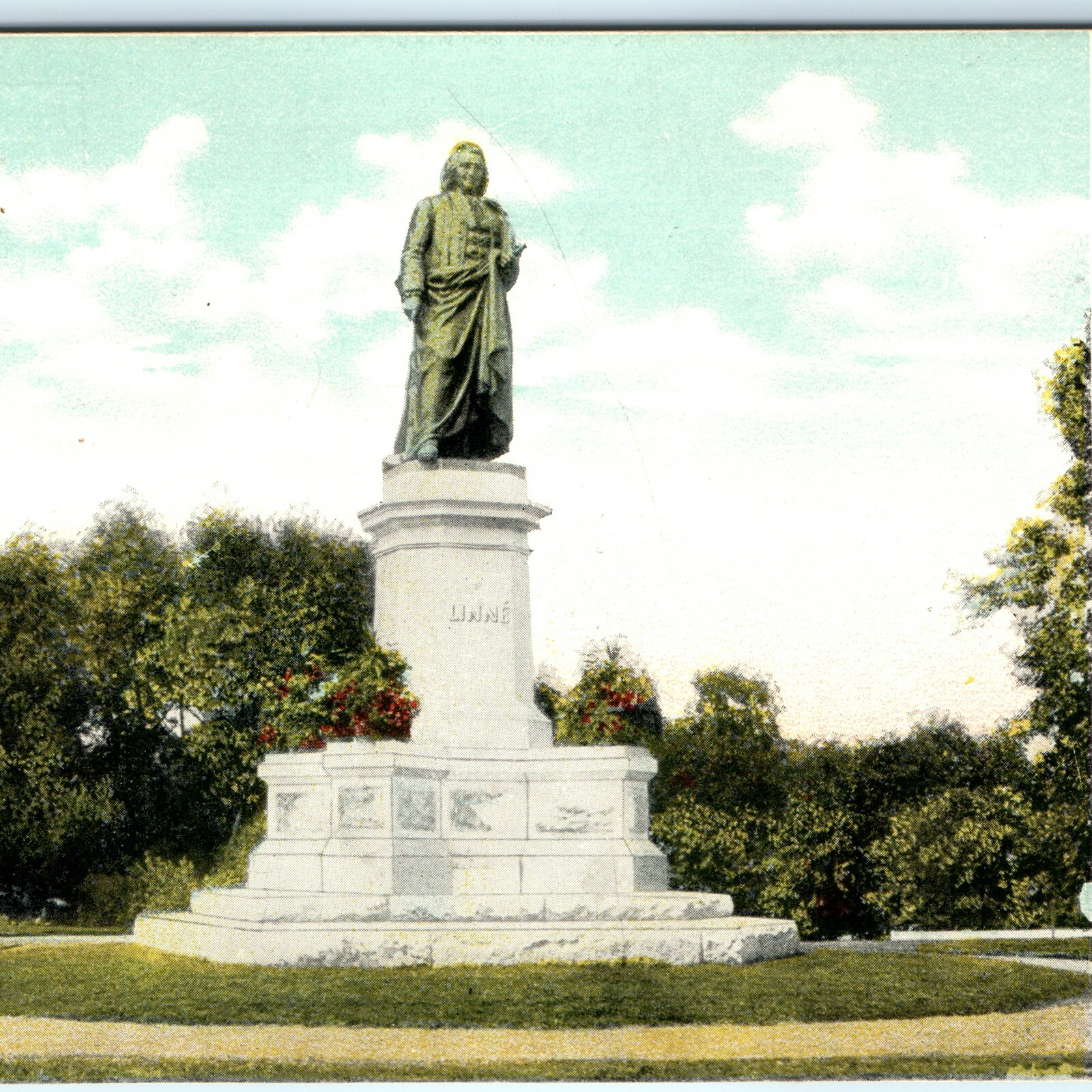 c1900s Linne Monument Lincoln Park Chicago IL Postcard Curt Teich Statue c1900s Linne Monument Lincoln Park Chicago IL Postcard Curt Teich Statue