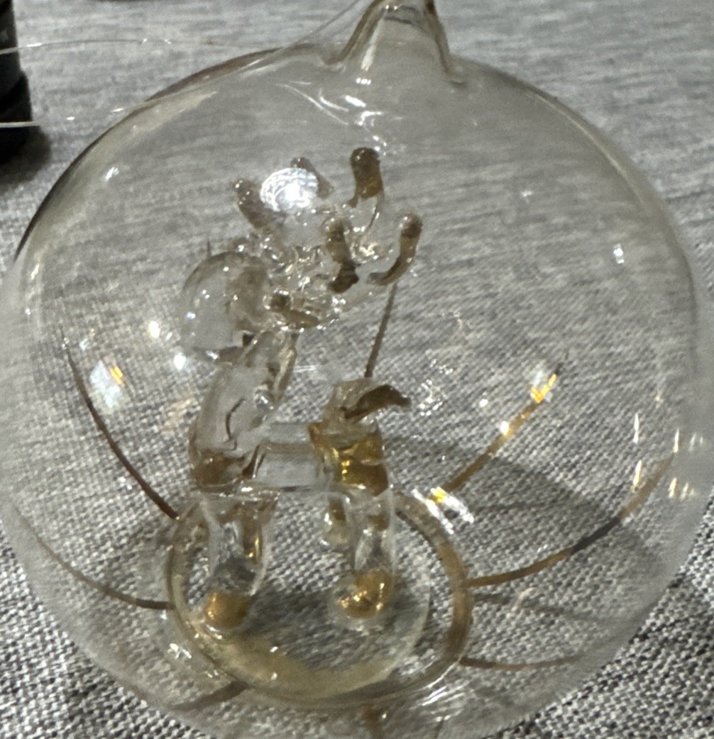 Vintage Round Glass Ornament w/ Reindeer Christmas Ornament