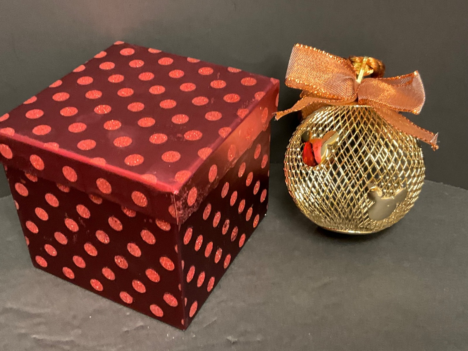 Vtg Disney Christmas Ornament Wire Mesh Ball Mickey Mouse 3\