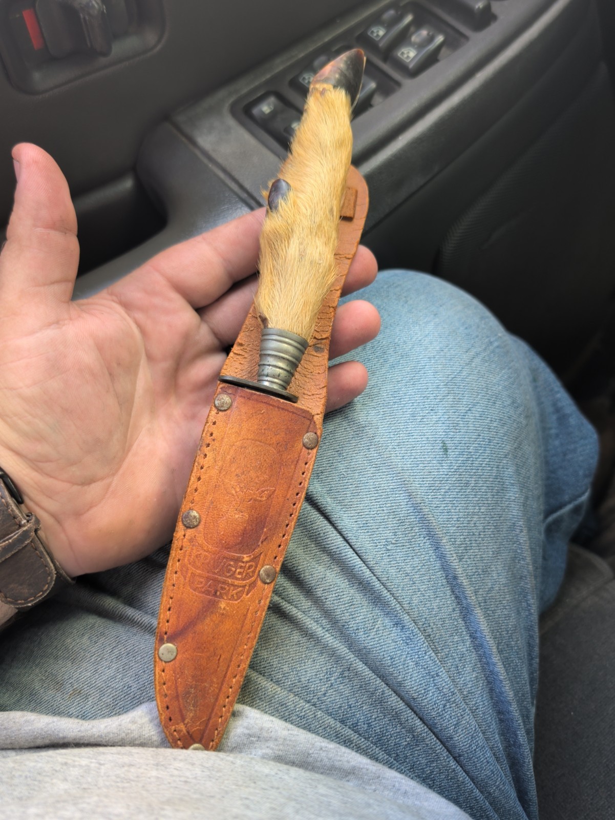 Vintage Kruger Park South Africa Hoof Handle Hunting Knife Antelope Sheath Vintage Kruger Park South Africa Hoof Handle Hunting Knife Antelope Sheath