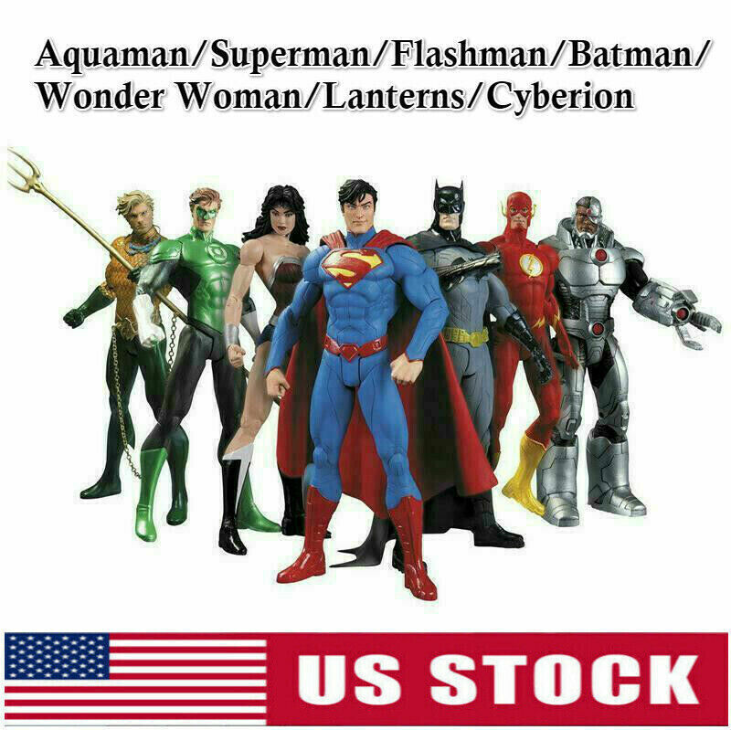 7PCS DC Comic Justice League Wonder Woman Batman Superman Figures Toys (No Box)