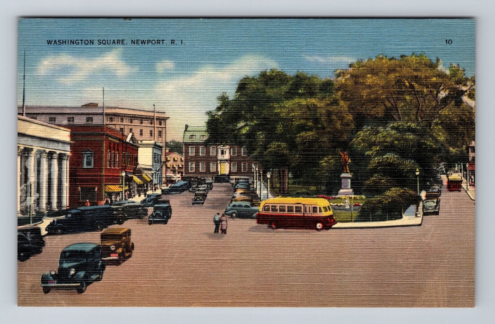Newport RI-Rhode Island, Aerial View Washington Square, Antique Vintage Postcard