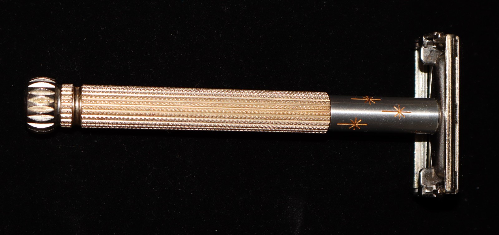 VTG ATOMIC GOLD CHAMPAGNE STARBURST GILLETTE LADY DE Safety Razor L1 USA TTO