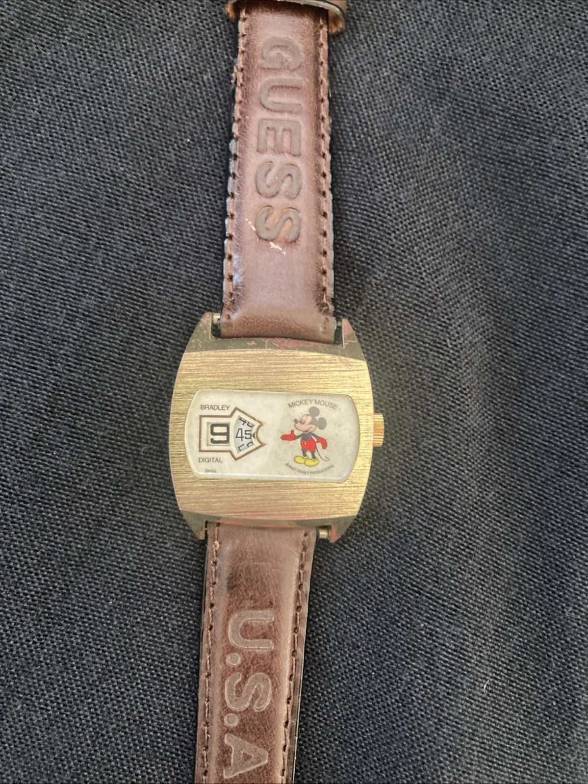 Vintage Bradley Mickey Mouse Digital Watch Swiss Made Working