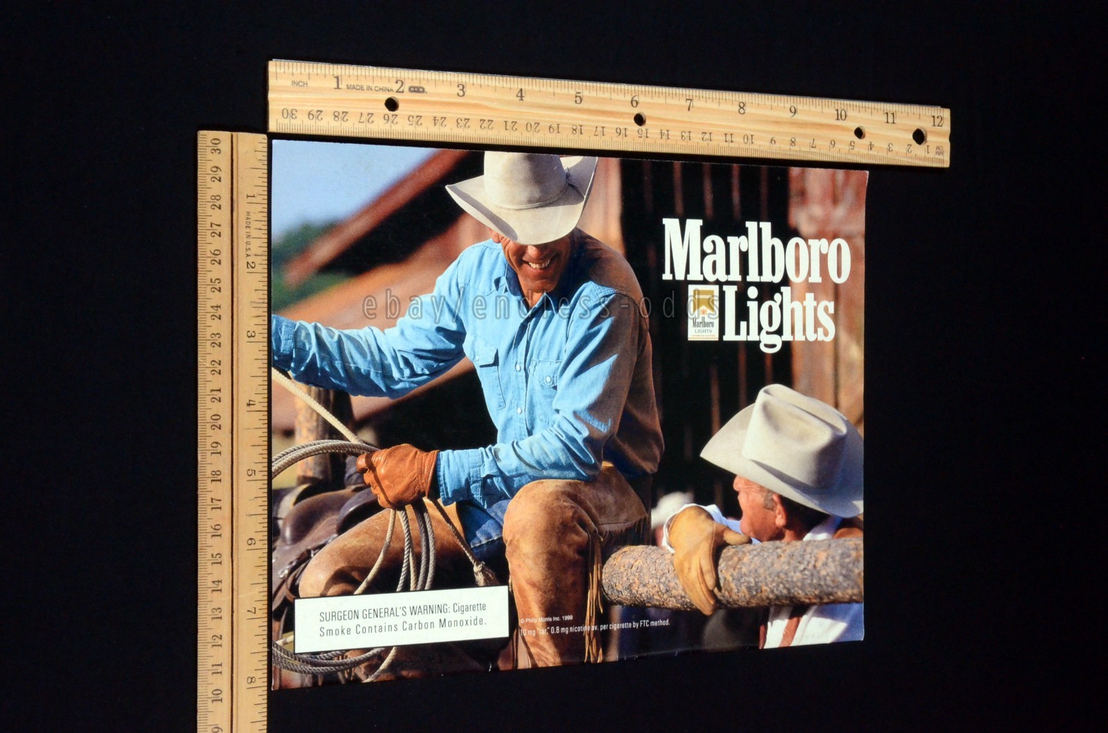 1999 Marlboro Lights Cigarettes Cowboy Magazine Page Print Ad Poster 90s 1990s