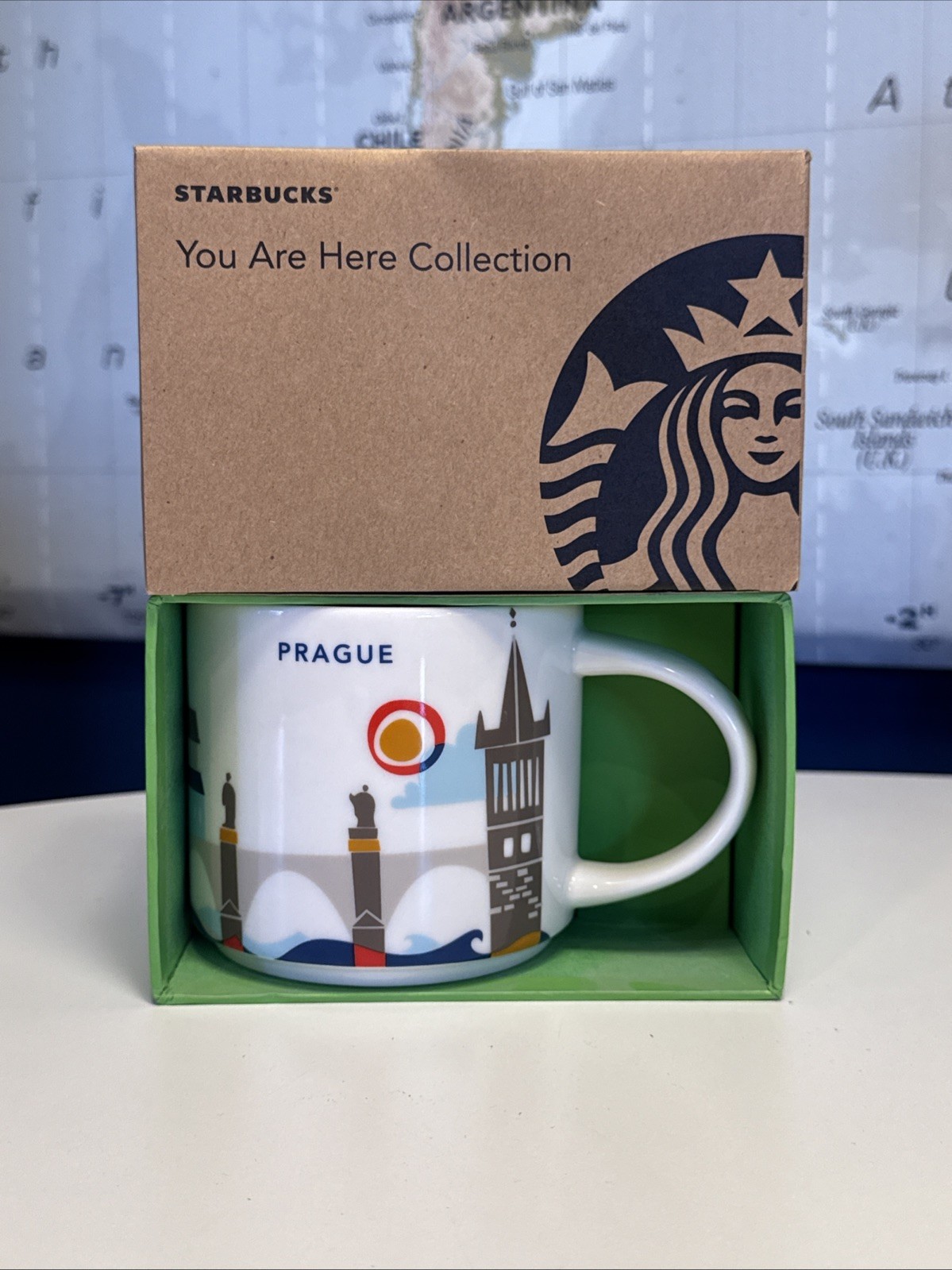 Starbucks Prague V2 You Are Here YAH 14 oz Coffee Mug Czech Republic w/ Box