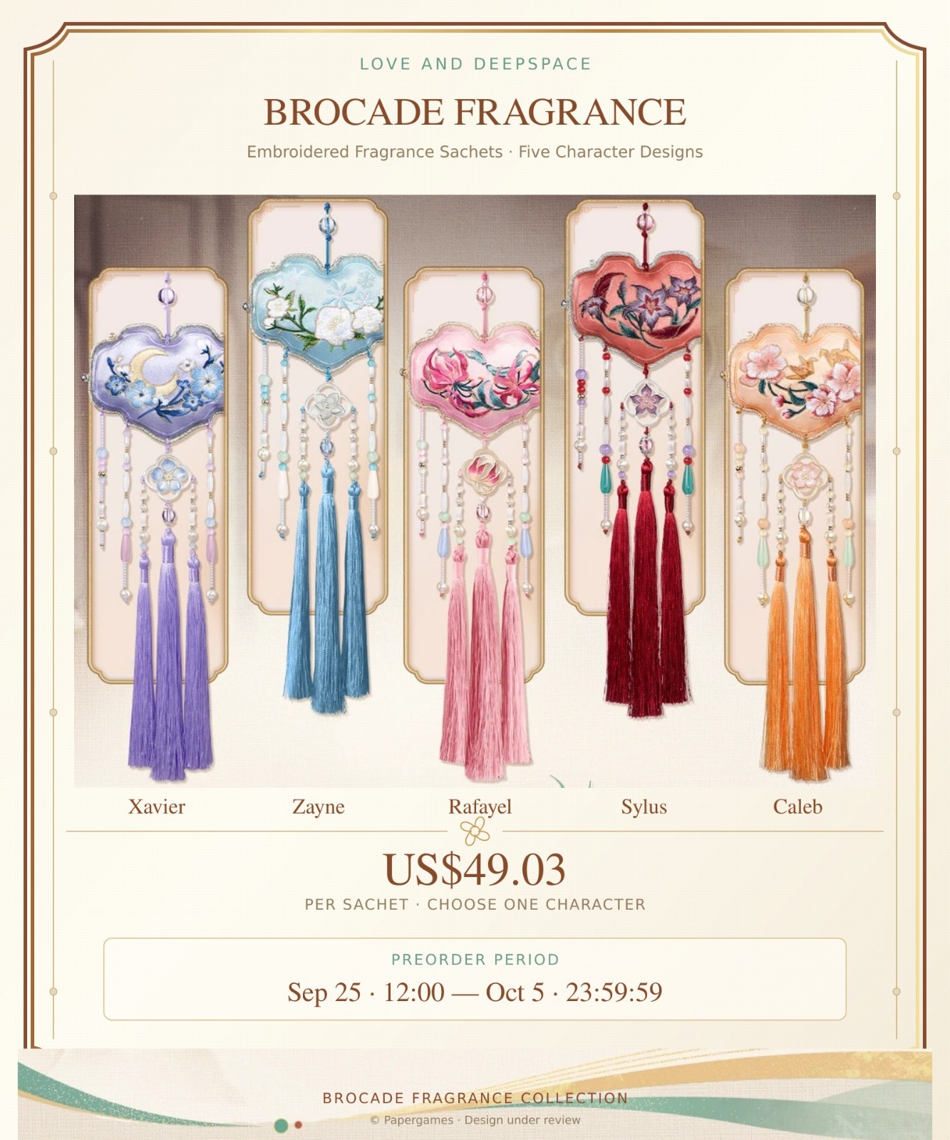 Love and Deepspace Brocade Fragrance Sachet Choose Character Preorder