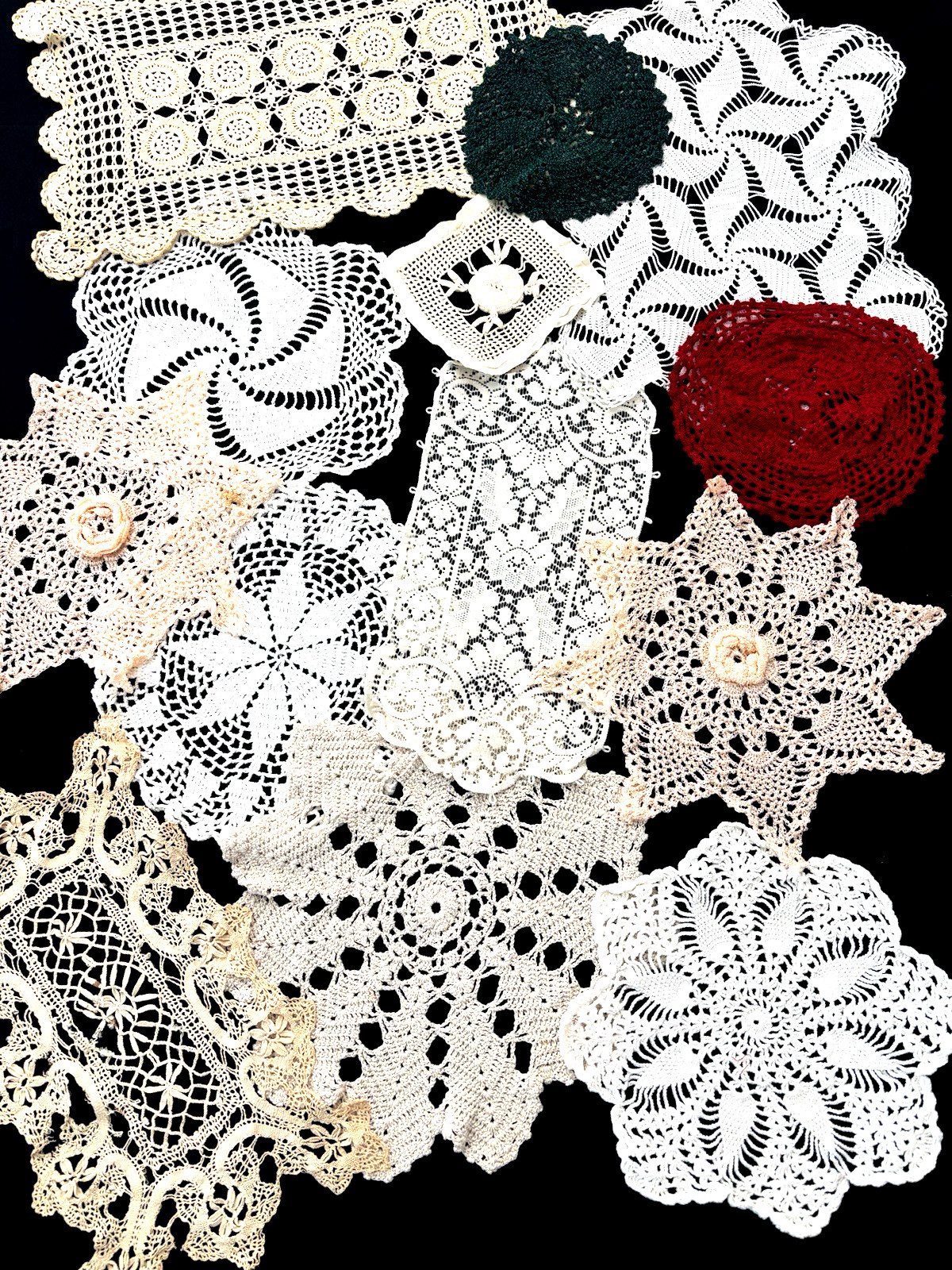 VTG LOT of 13 Doilies Hand Crochet Lacey Antique Placemats Doily Crafts Sewing