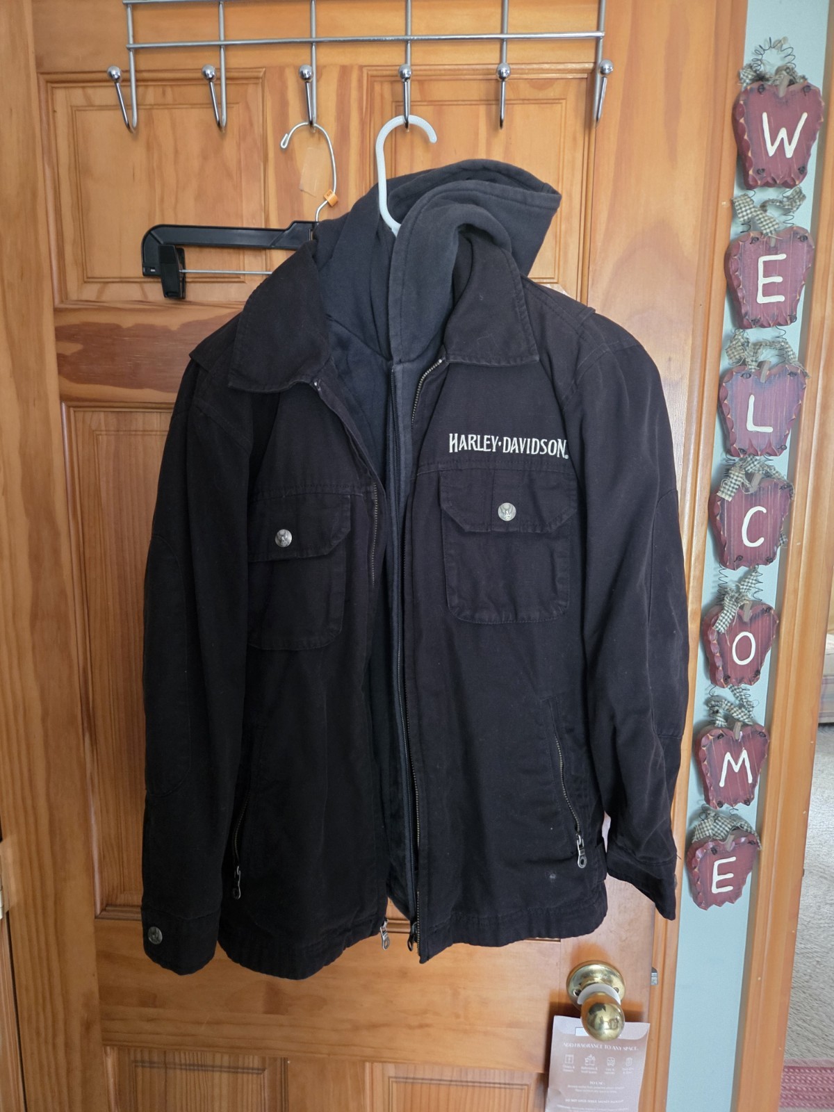 Women\'s Harley Davidson Canvas Style Jacket Small Black Women\'s Harley Davidson Canvas Style Jacket Small Black