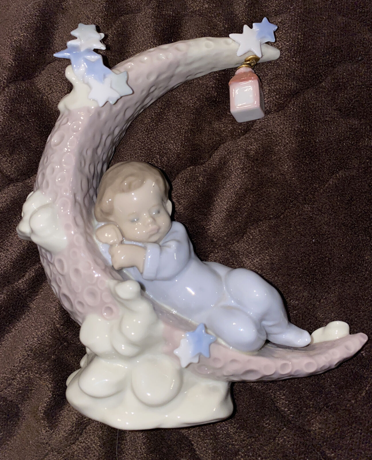LLADRO Heavenly Slumber #6479 Baby on the Moon Figurine, w/ Lantern 1997 No Box