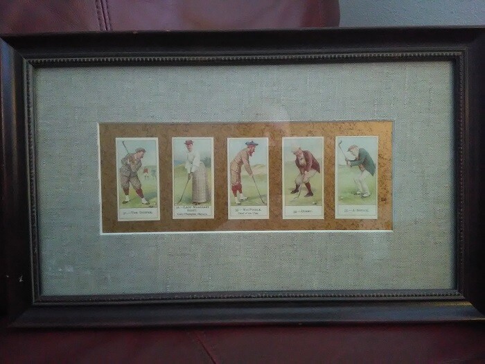 Set of 5 Cope\'s Golfers 1900 / Cope Bros. Cigarette Cards Framed