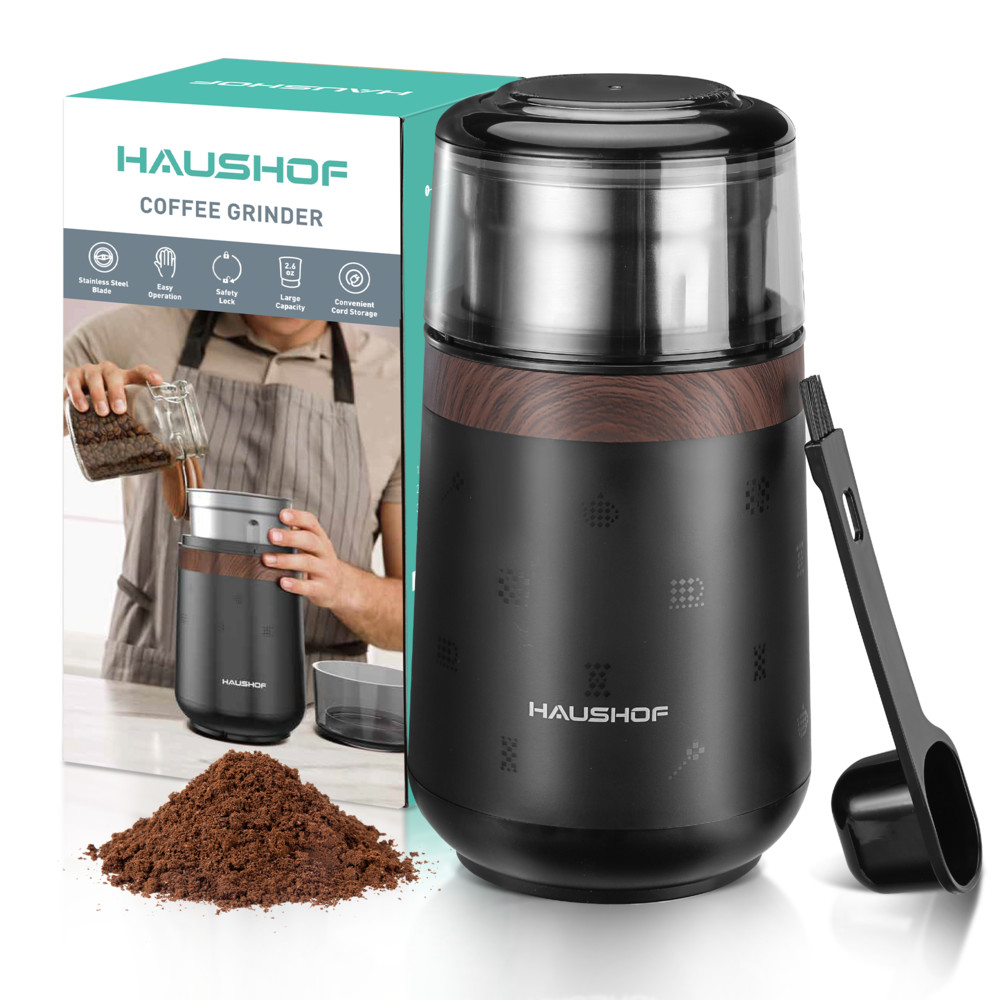 HAUSHOF One Touch Electric Coffee Grinder Spice Grinder Herb Grinder Dry Grinder