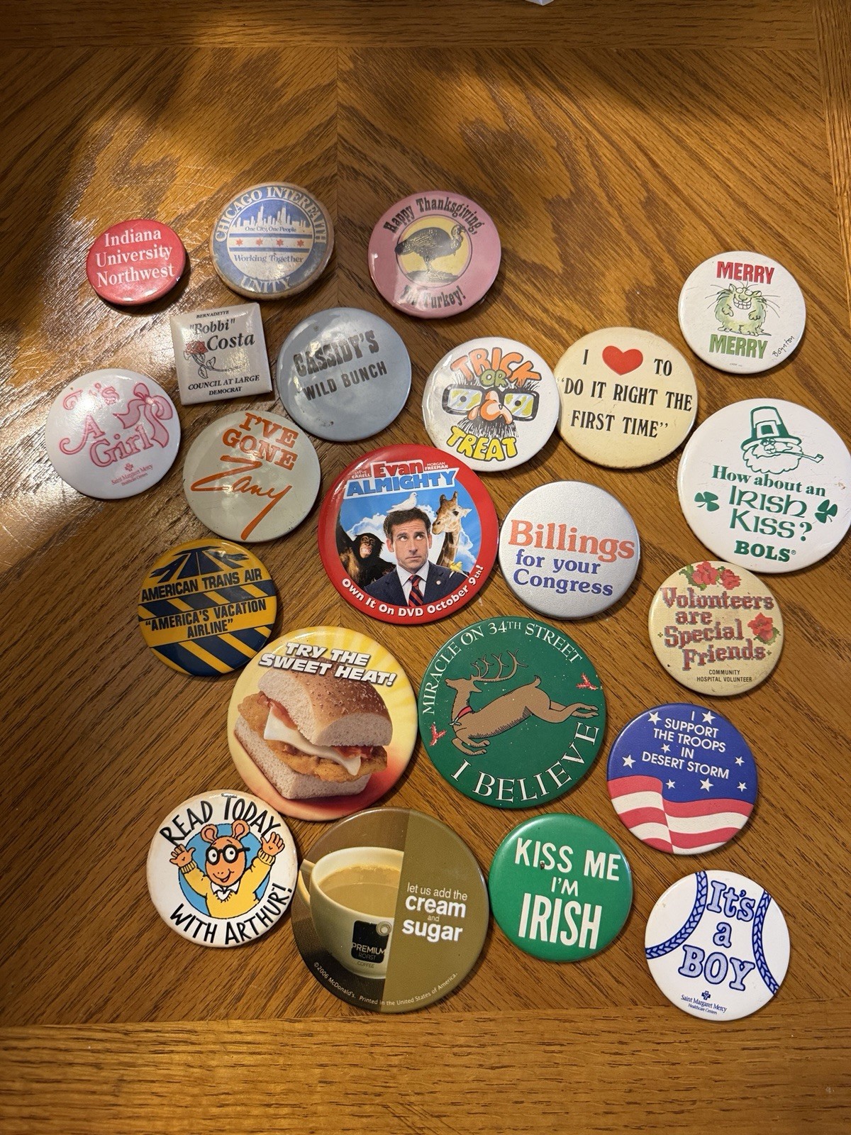 Mixed Vintage Button Pin Lot 1970s Plus