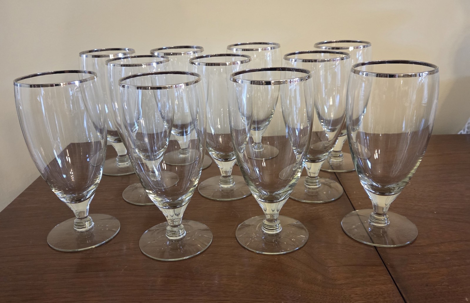 ELEVEN Heirloom (Platinum Rim) Tiffin-Francisan Water Ice Tea Goblets STUNNING