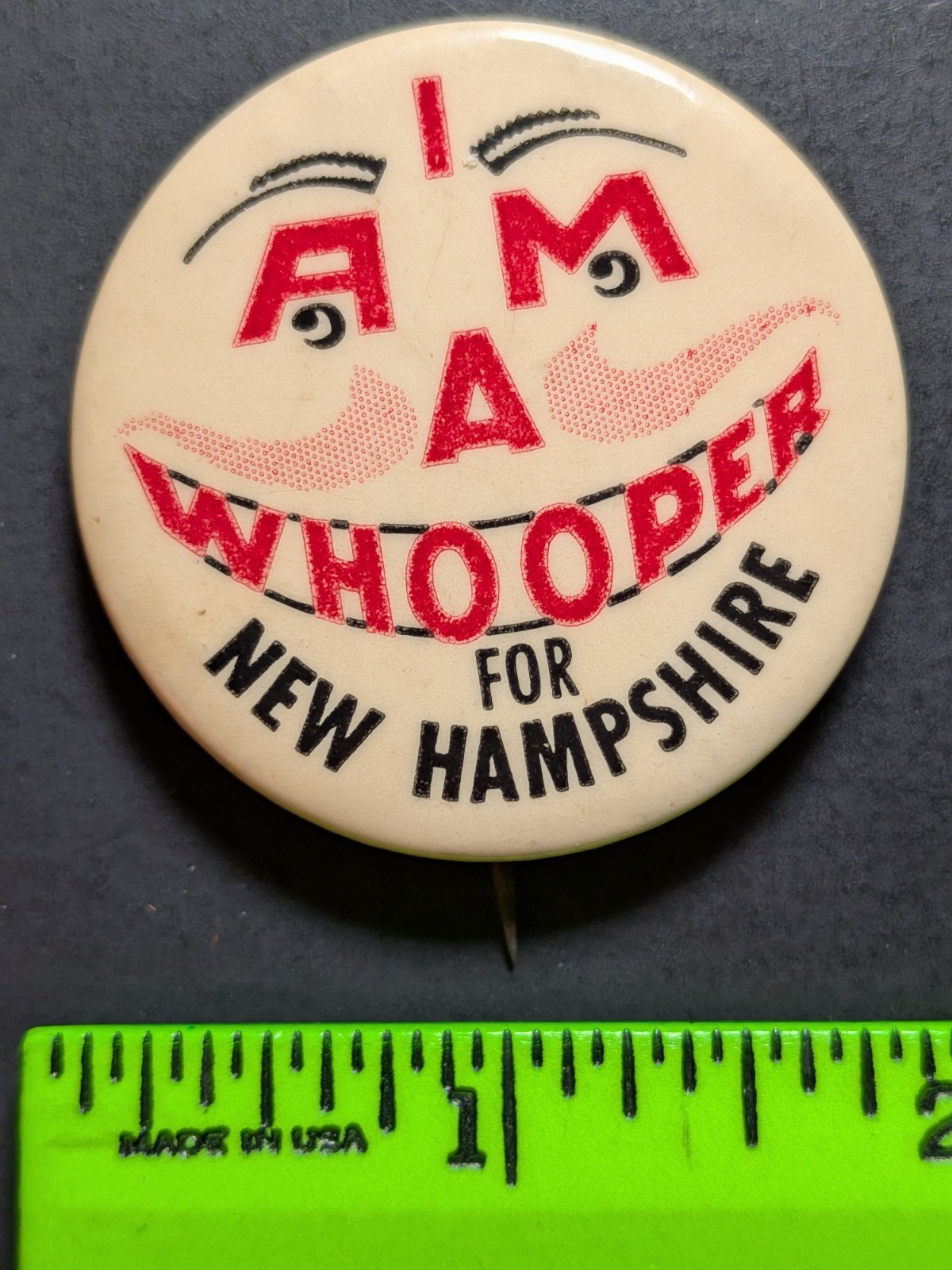 Vintage I am a Whooper for New Hampshire Pinback Pin Vintage I am a Whooper for New Hampshire Pinback Pin