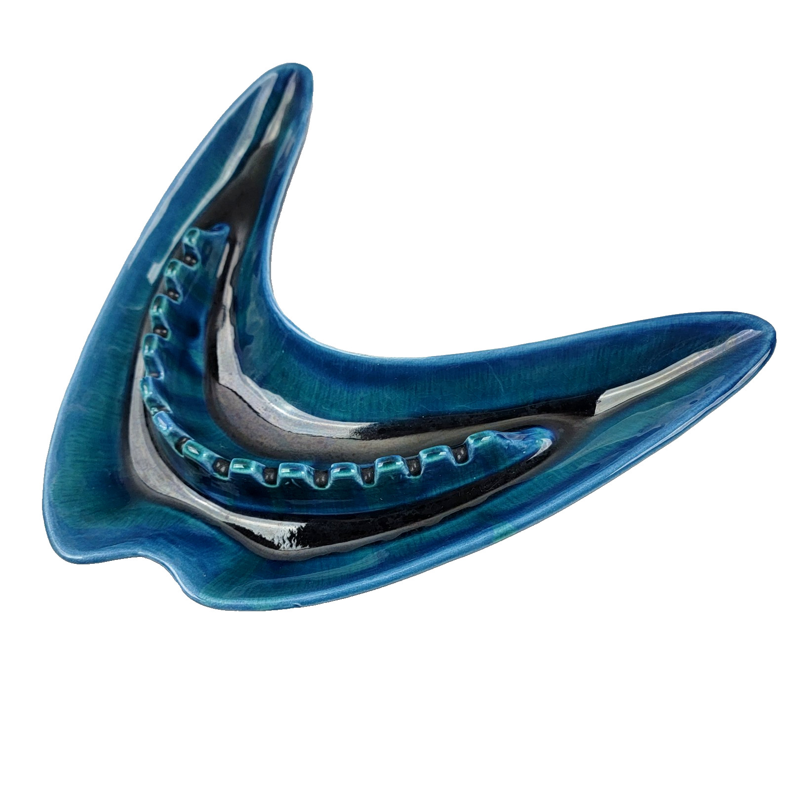 Vintage MSM Ashtray marked Col Style USA A-207 Turquoise Boomerang