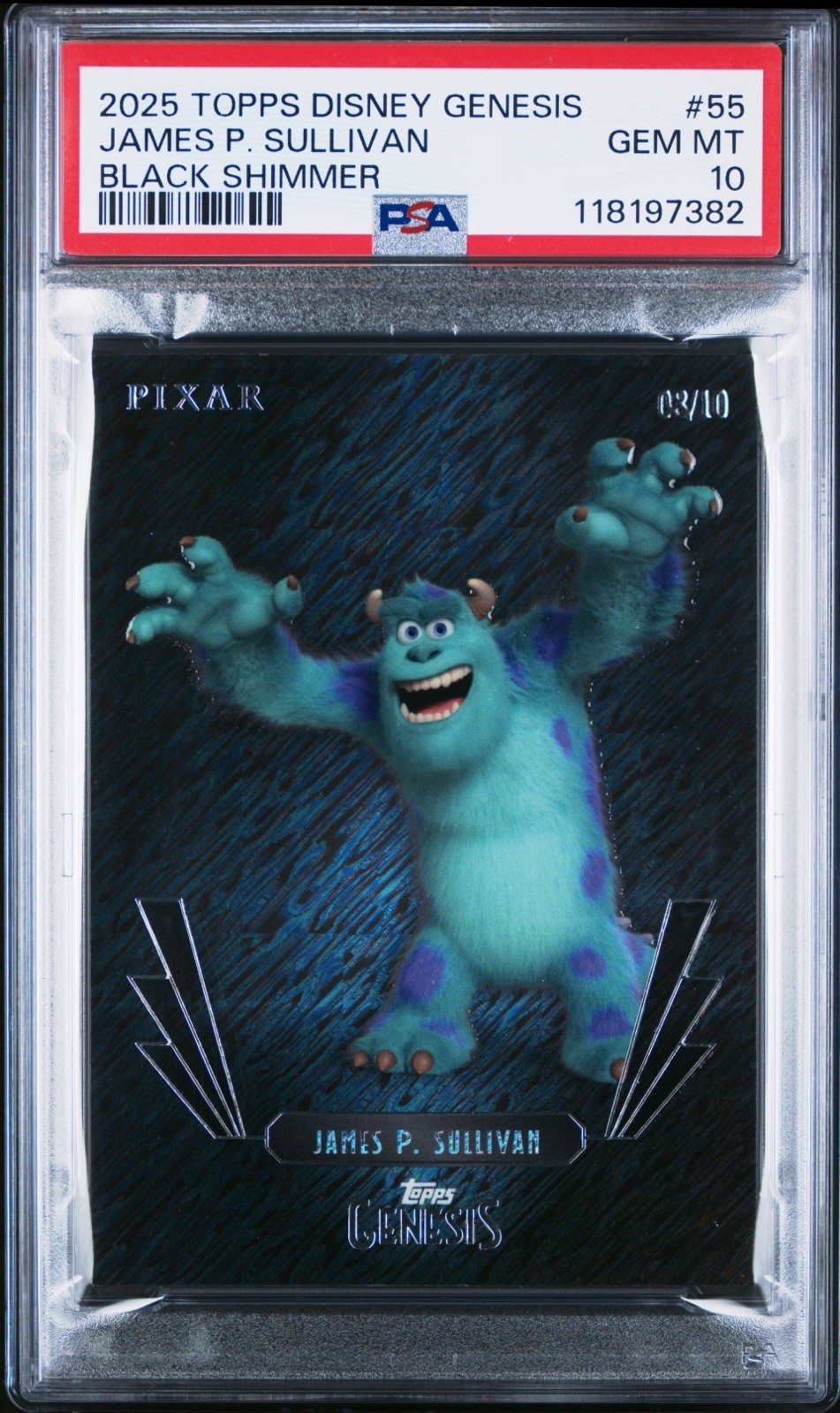 2025 Topps Disney Genesis Black Shimmer Sullivan #55 /10 PSA 10