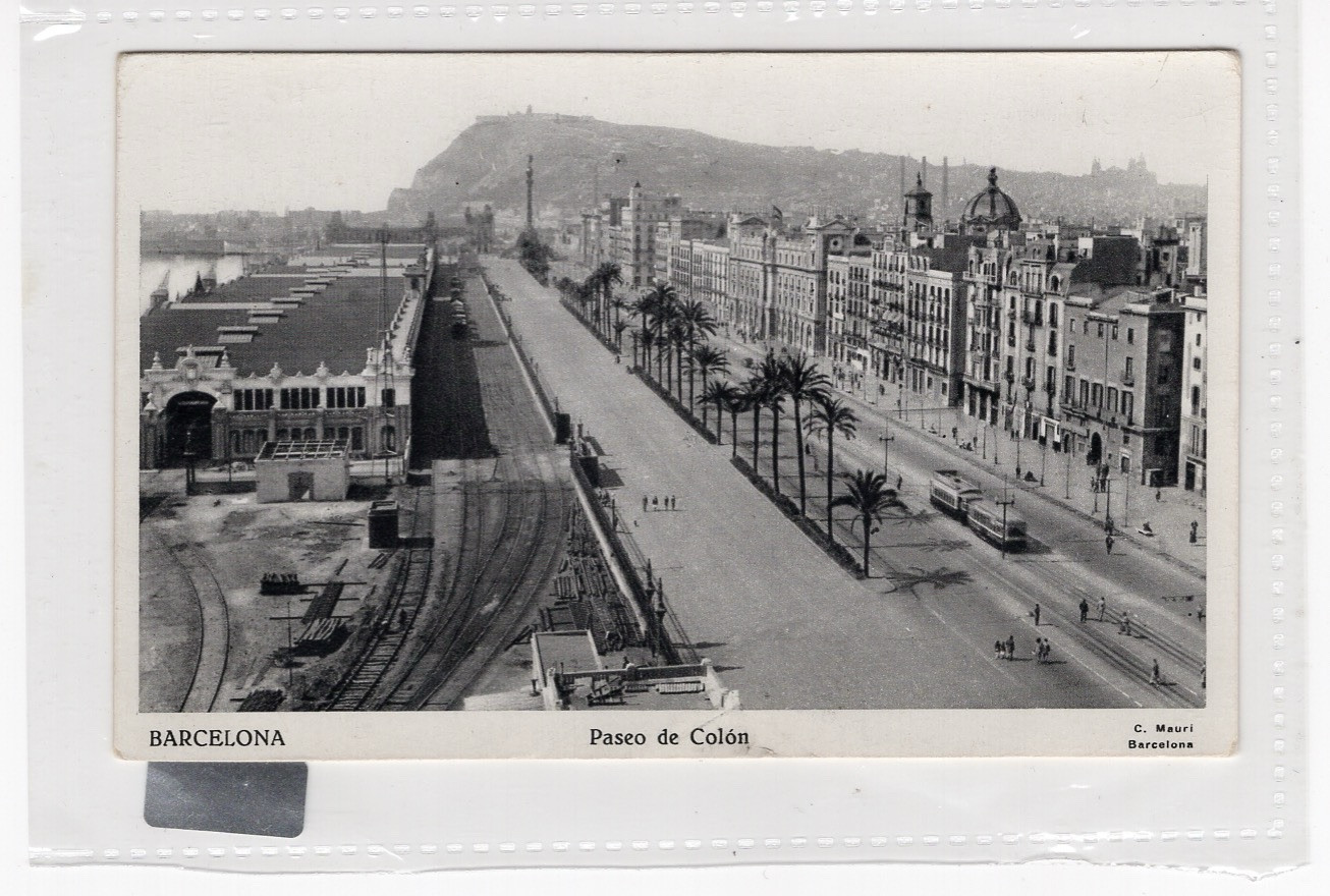 BARCELONA - Paseo De Colon Postcard - Spain Unused Photo Antique