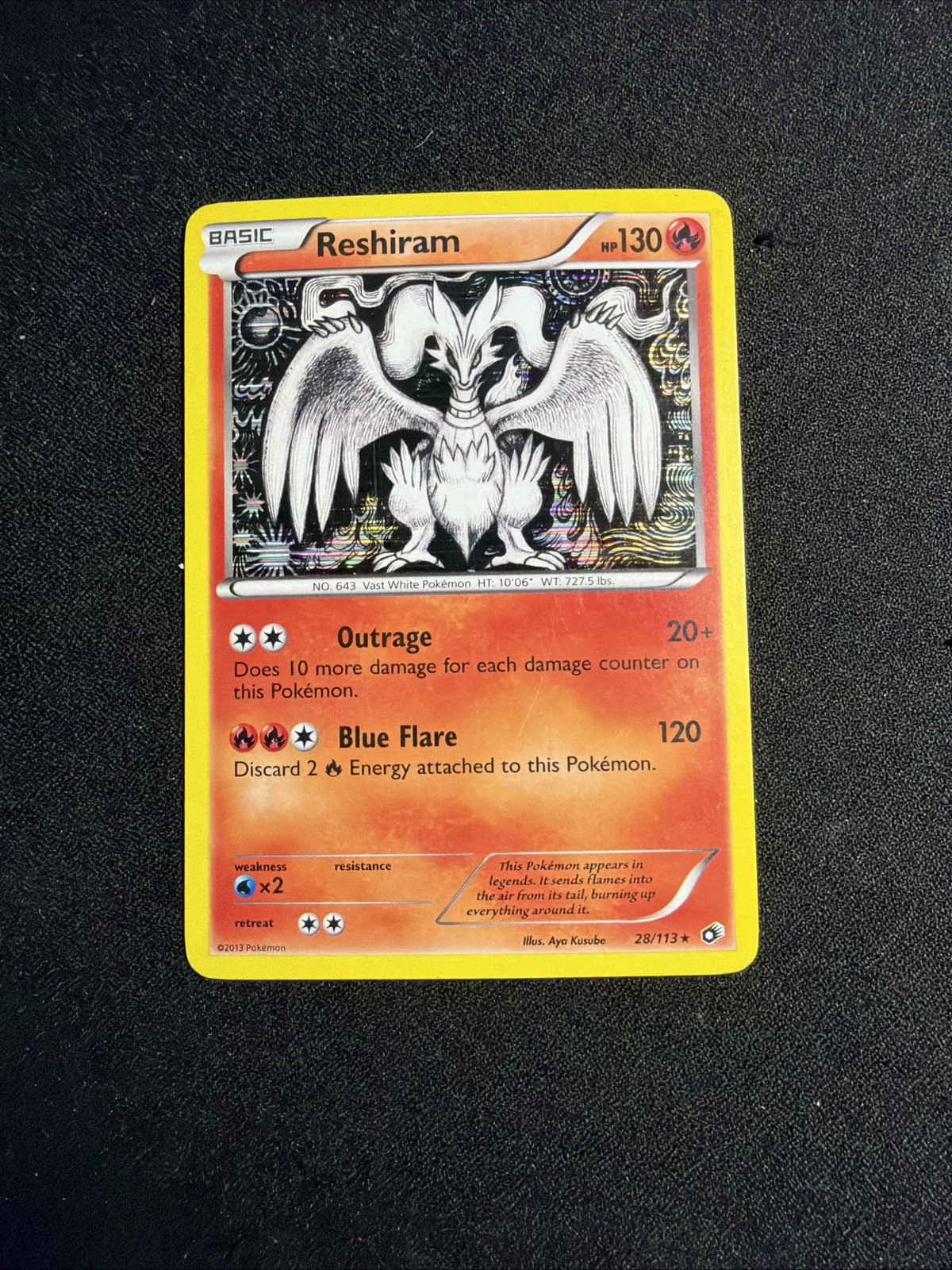 Pokémon TCG Reshiram Holo Rare Card 28/113 B&W Legendary Treasures LP 2013
