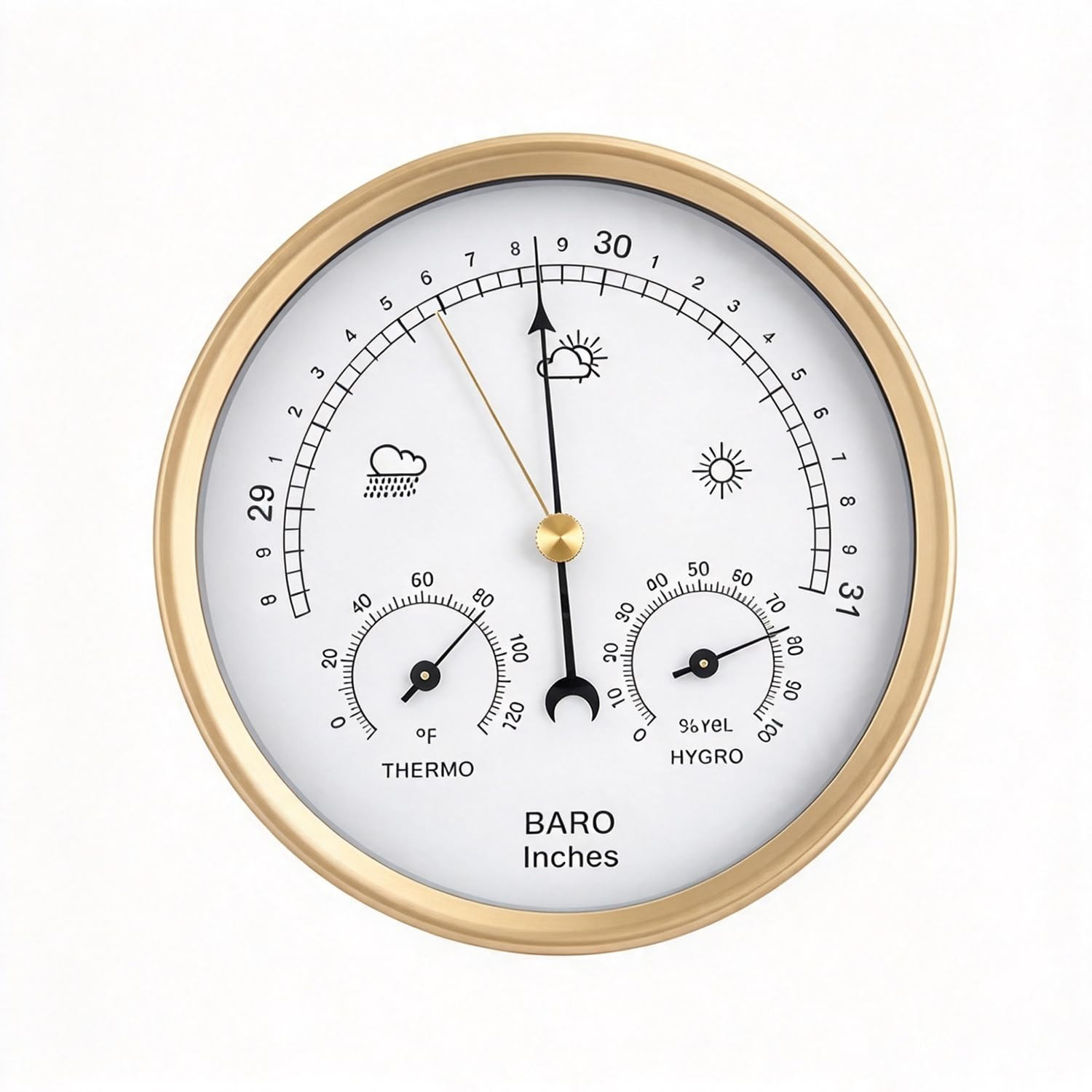 3-In-1 Analog Weather Station, 132Mm Barometer Thermometer Hygrometer, Accurate