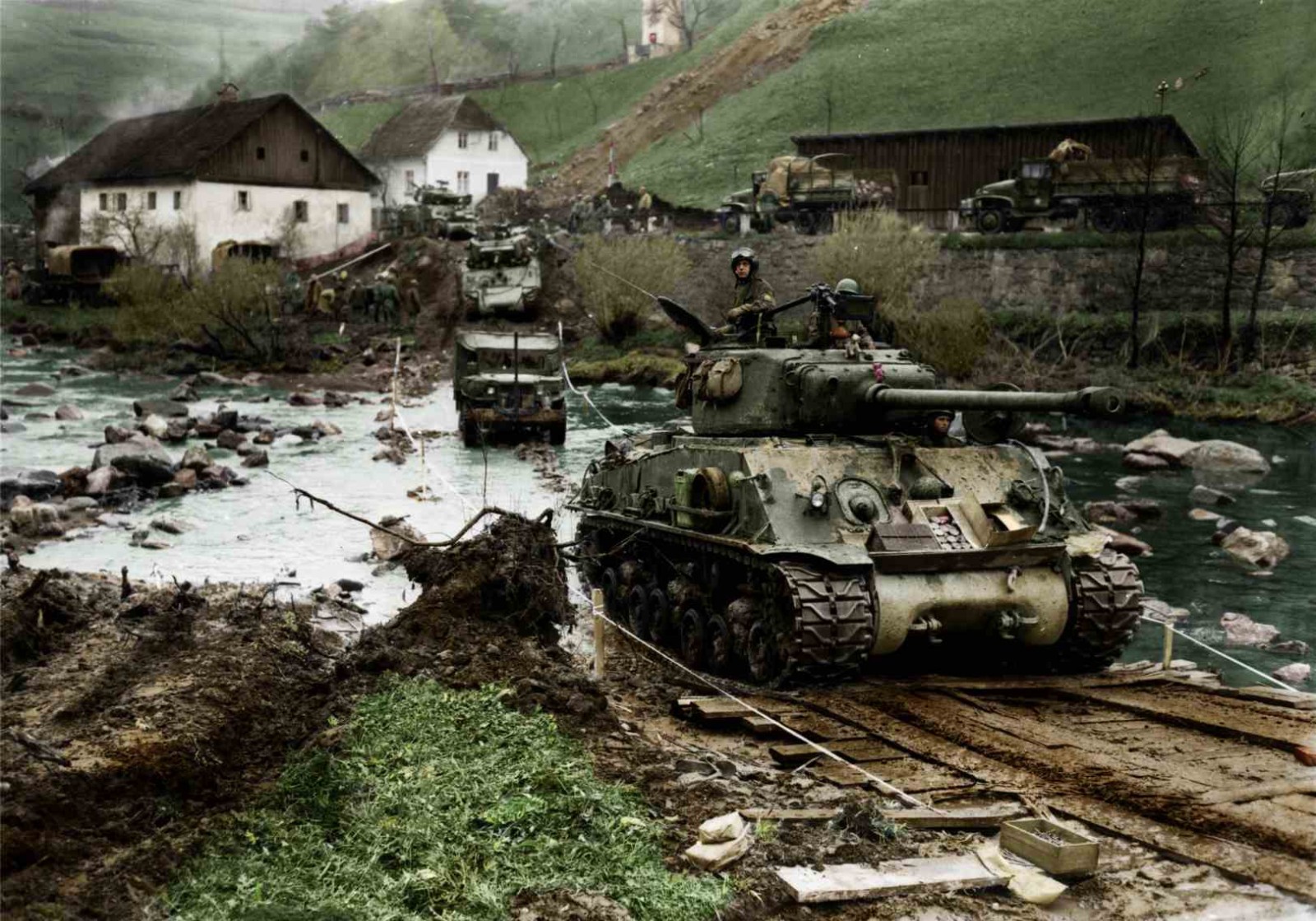 US M4 Sherman Tank 11th Armored Div. Austria 1945 War Military Poster Print