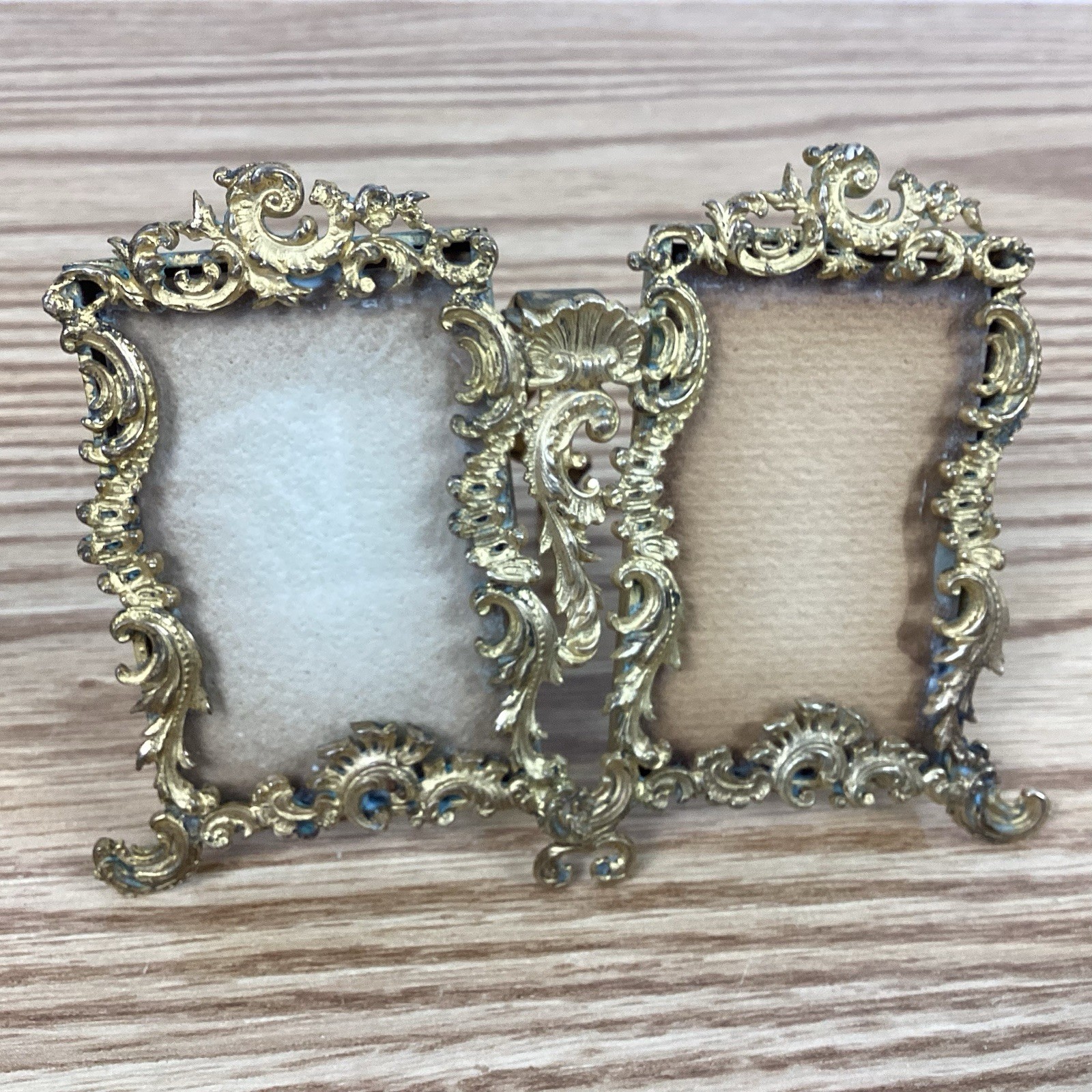 Vintage Or Antique Ornate Small Double Frame In Louis XV Style 3” X 4.5”