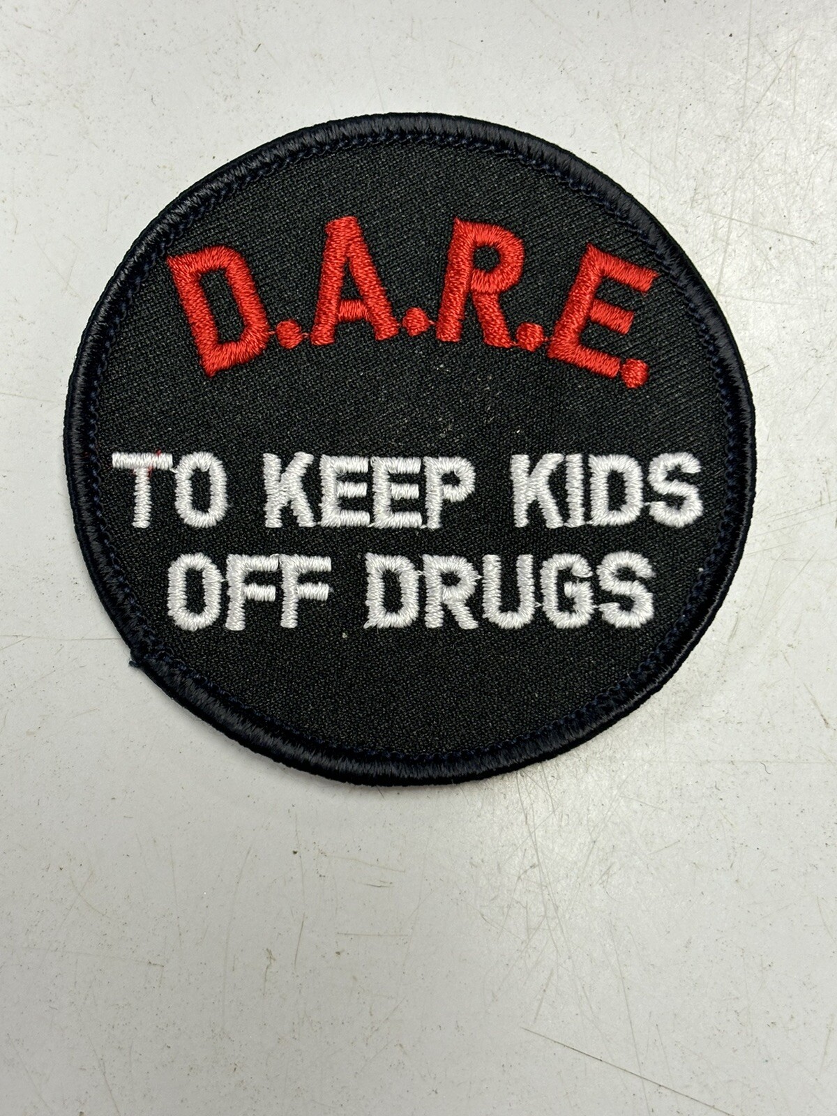 DARE To Keep Kids Off Drugs Say No 3” Round Black Red Embroidered Patch Iron/Sew