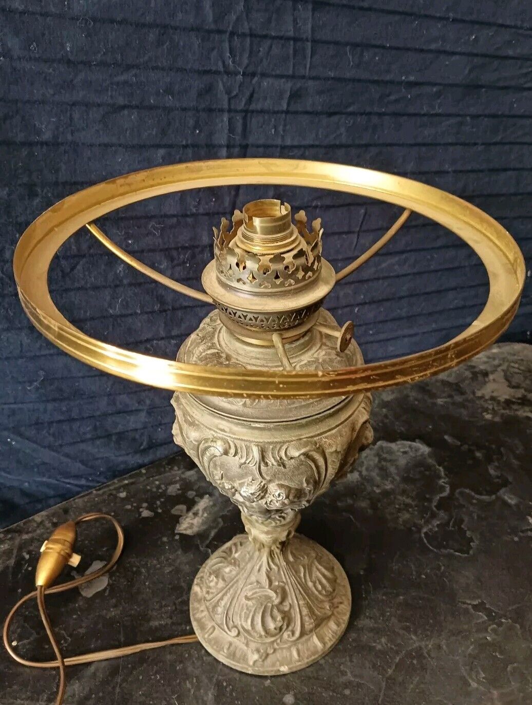 Antique oil lamp from 1900 modified to electric