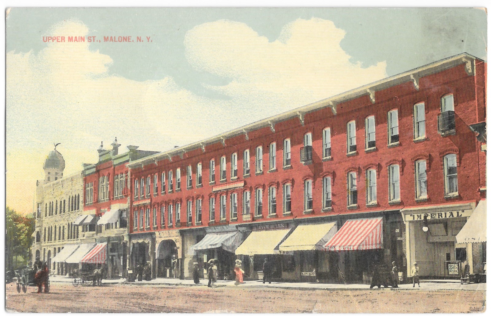 Malone NY Upper Main St Imperial Store 1915 Postmark Postcard