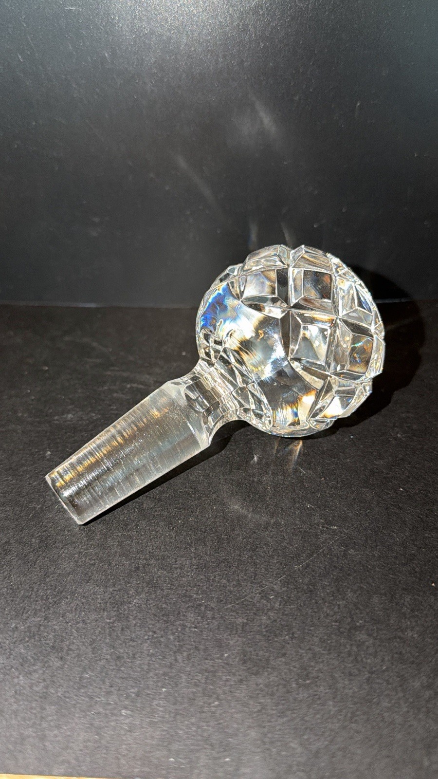Large Stopper Glass Crystal Pressed Or Cut Vintage EUC For Decanter Bottle
