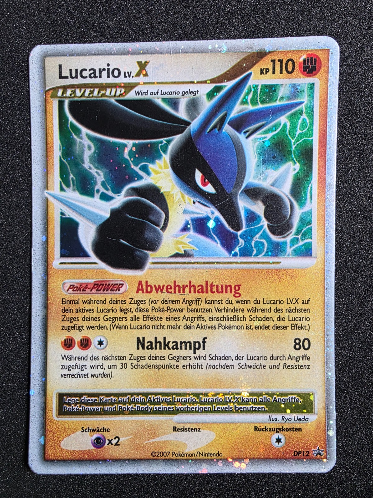 Pokemon TCG Lucario LV.X DP12 Black Star Promo - Diamond & Pearl - German / LP