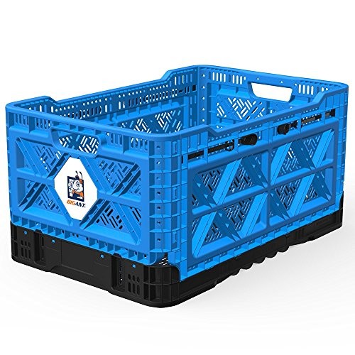 Bigant Heavy Duty Collapsible & Stackable Plastic Milk Crate Snap Lock Foldable