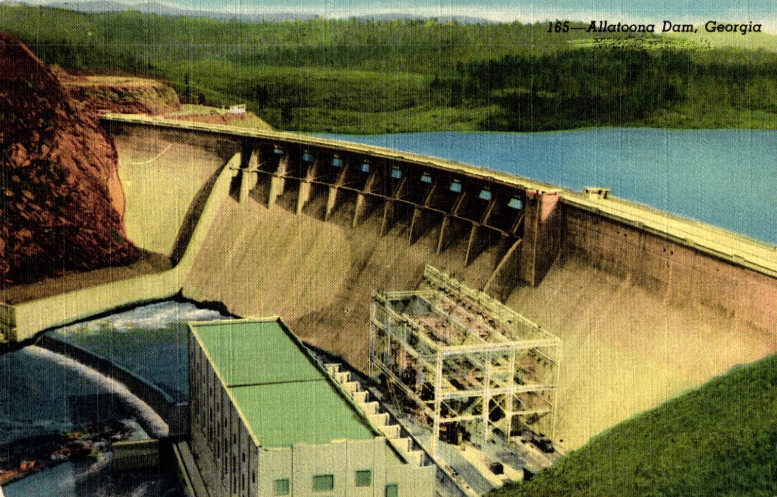 GEORGIA Allatoona Water Dam Near Cartersville c1957 GA Postcard L7
