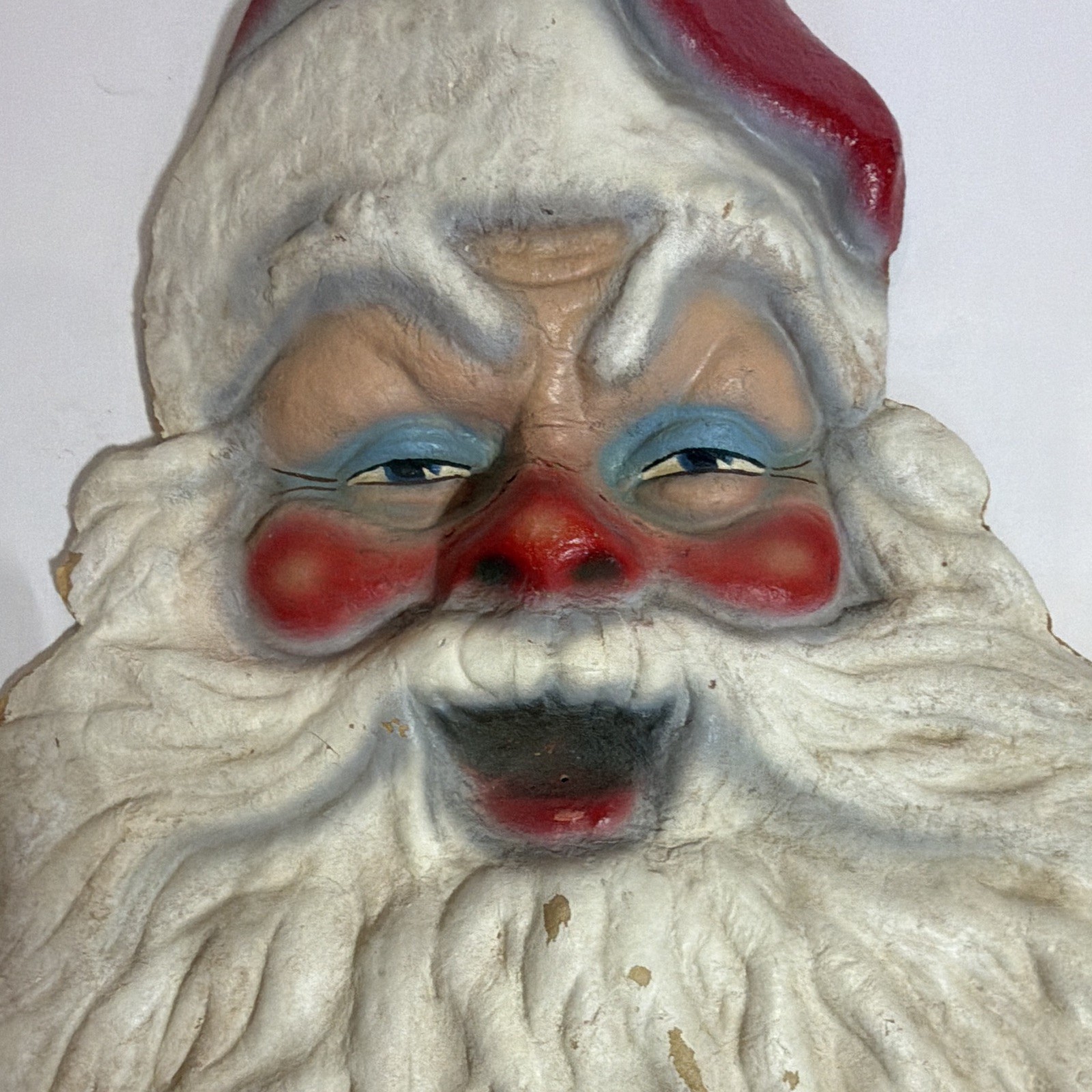 Vintage 1950s Pulp Santa Claus Face Wall Plaque Rare Santa California NoHo Label