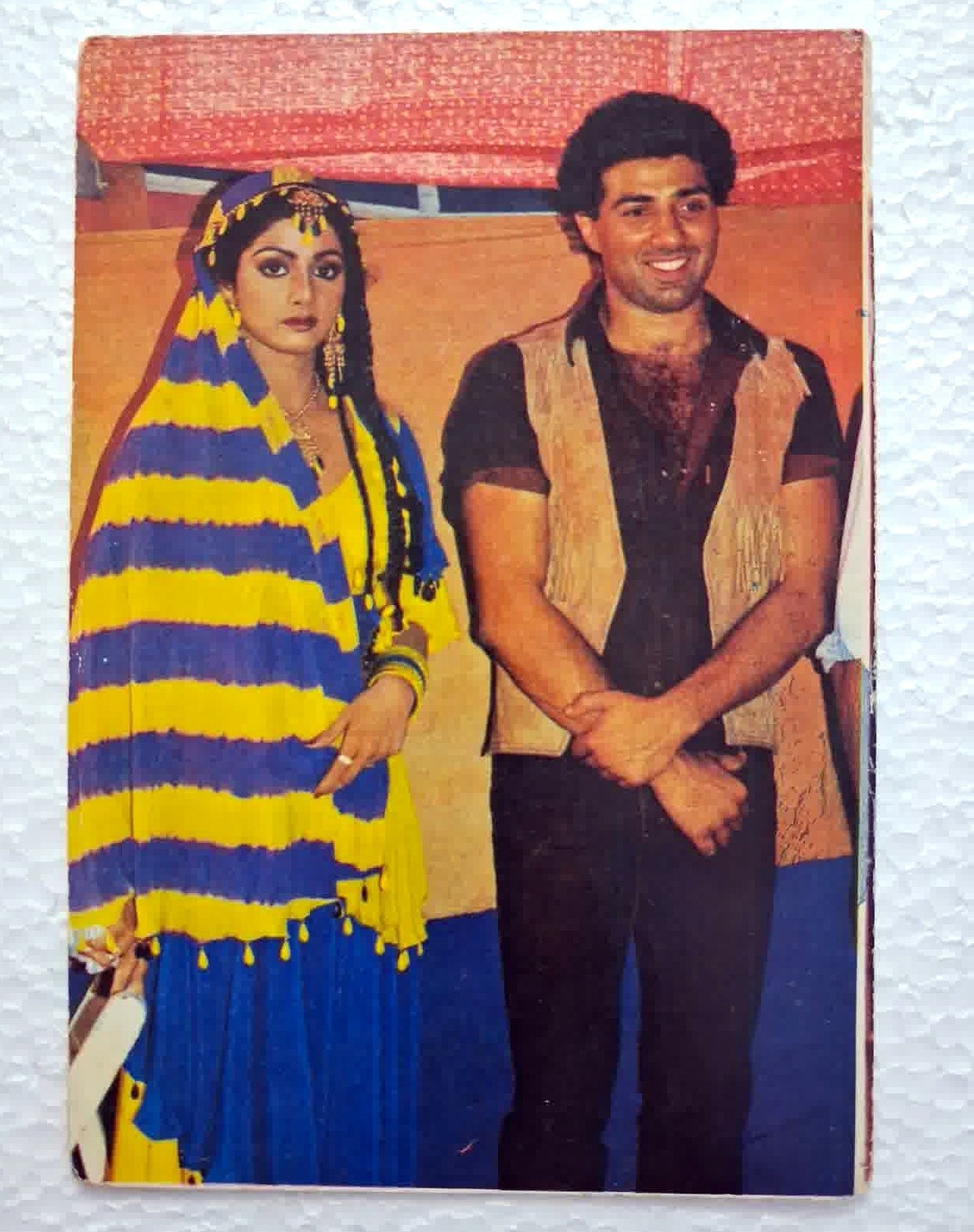 Vintage Bollywood Sridevi & Sunny Deol Rare Original Postcard Traditional Look