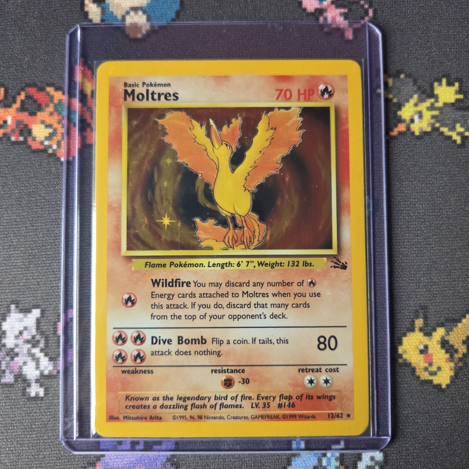 Moltres 12/62 Fossil Holo Rare Pokemon Card WOTC Vintage 1999