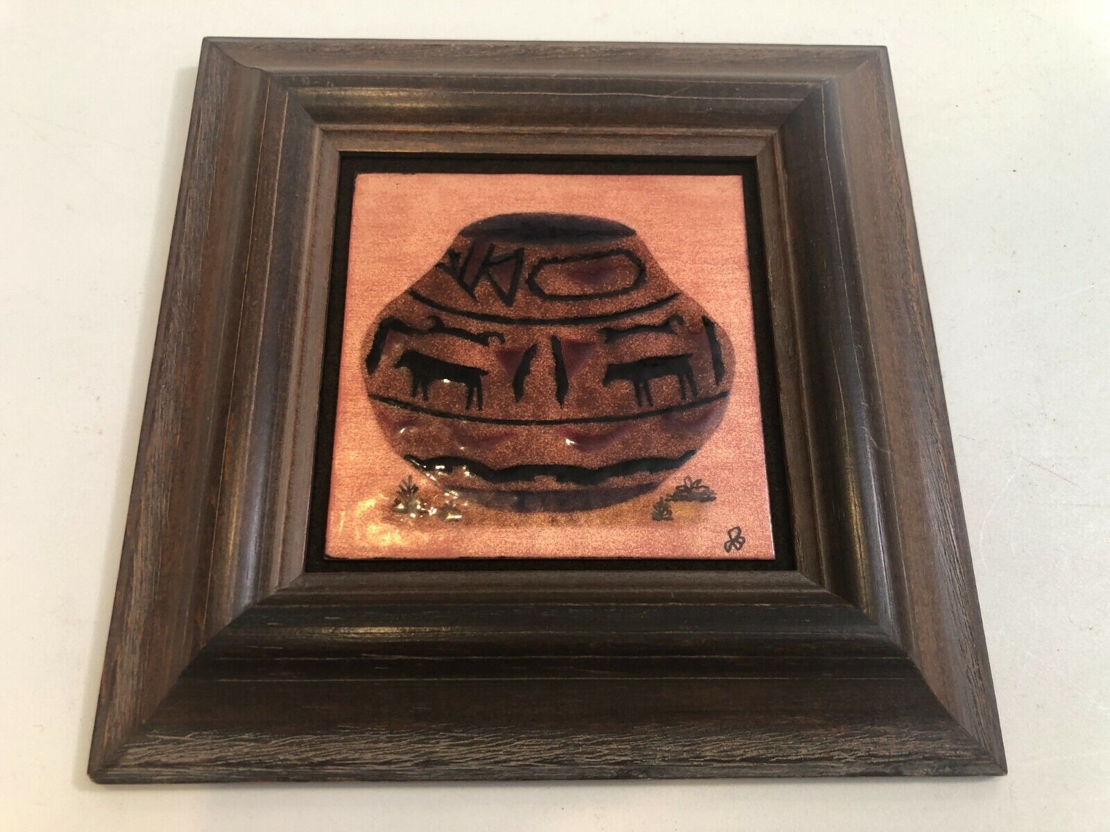VTG Enamel on Copper Indian Pottery Pot, Artistry in Enameled Copper Palm Desert