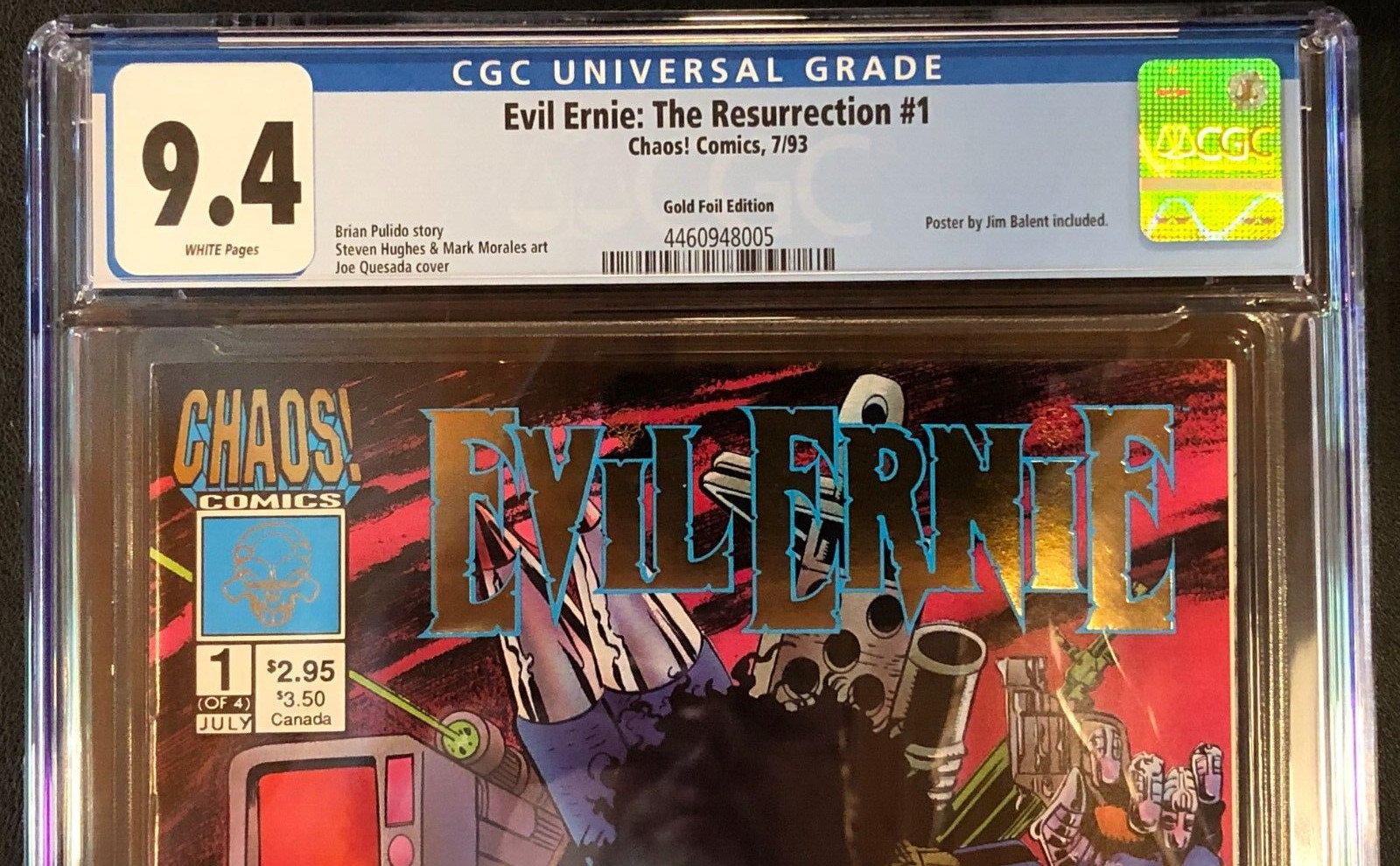 Evil Ernie: The Resurrection #1 CGC 9.4 Graded GOLD FOIL 1993 Chaos Comic Book