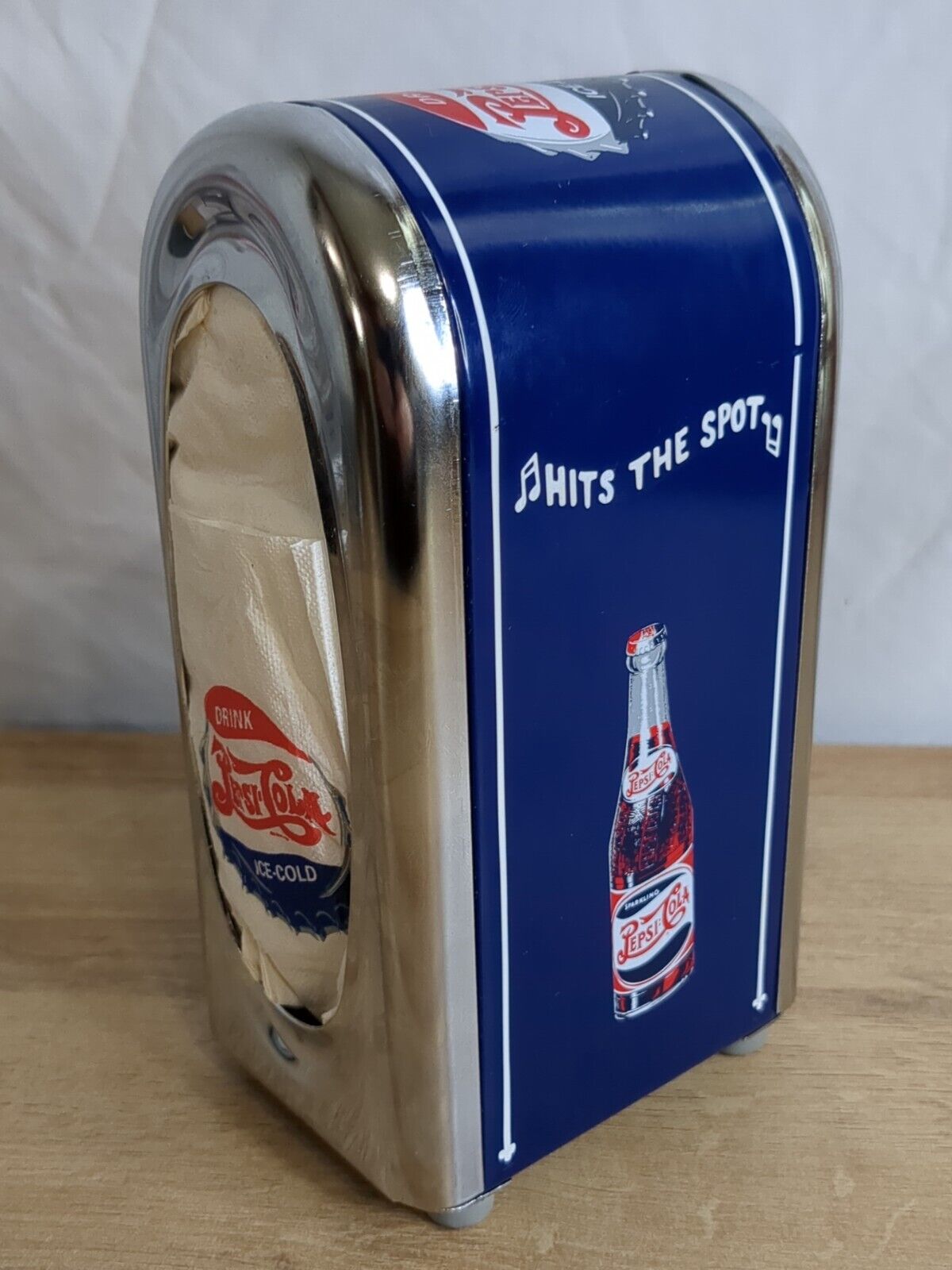 Vintage 1950\'s Style Pepsi-Cola Round Top Napkin Dispenser Soda Fountain Counter