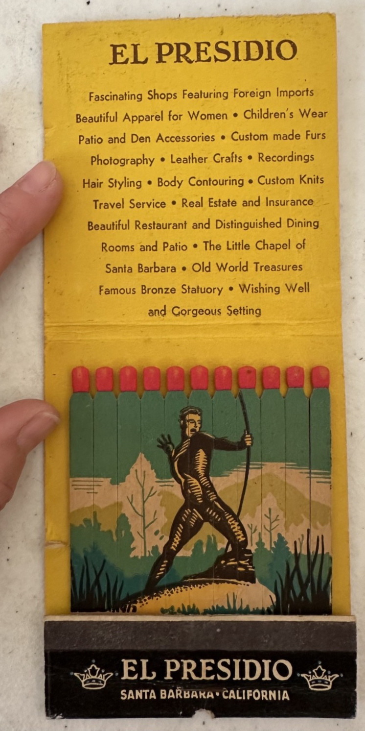 Large matchbook El Presidio Santa Barbara CA UNSTRUCK VTG 4\