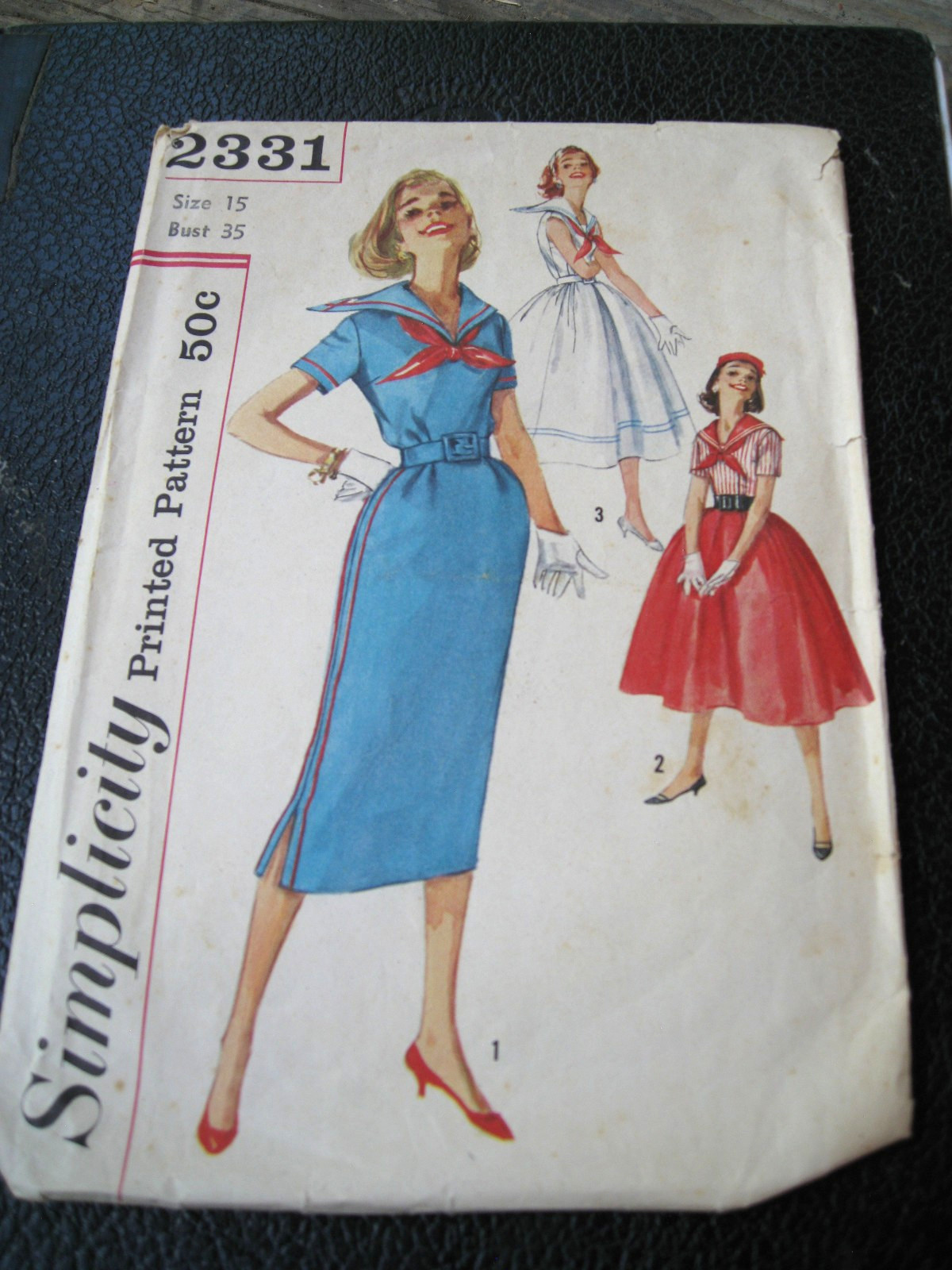 Vtg 60s Simplicity 2331 Jr Misses' Sz 15 (35/27/37) Sailor Suit Dress Vtg 60s Simplicity 2331 Jr Misses' Sz 15 (35/27/37) Sailor Suit Dress