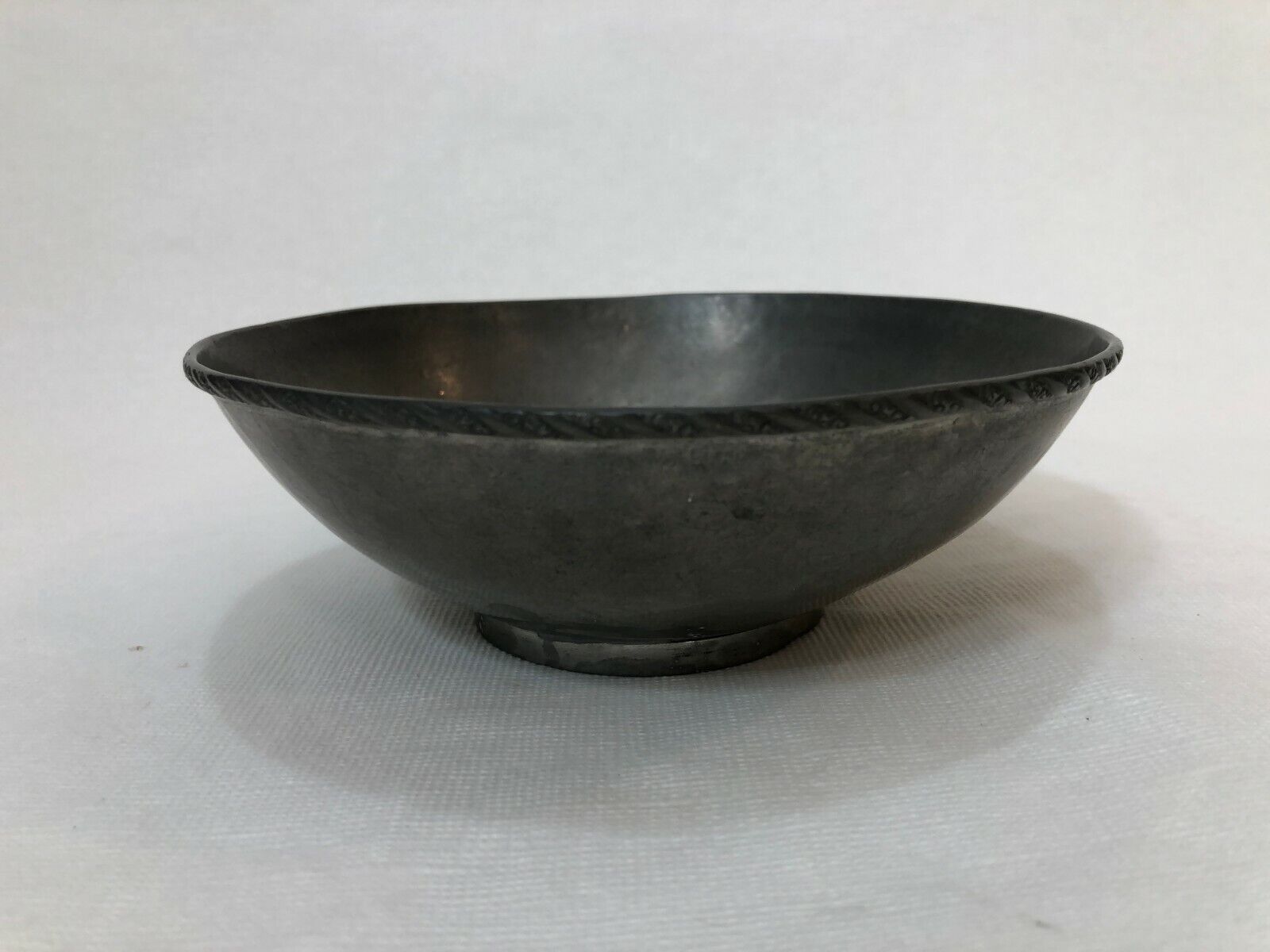 Vintage Chinese Pure Pewter Bowl, Marked GD?, 6 1/2\
