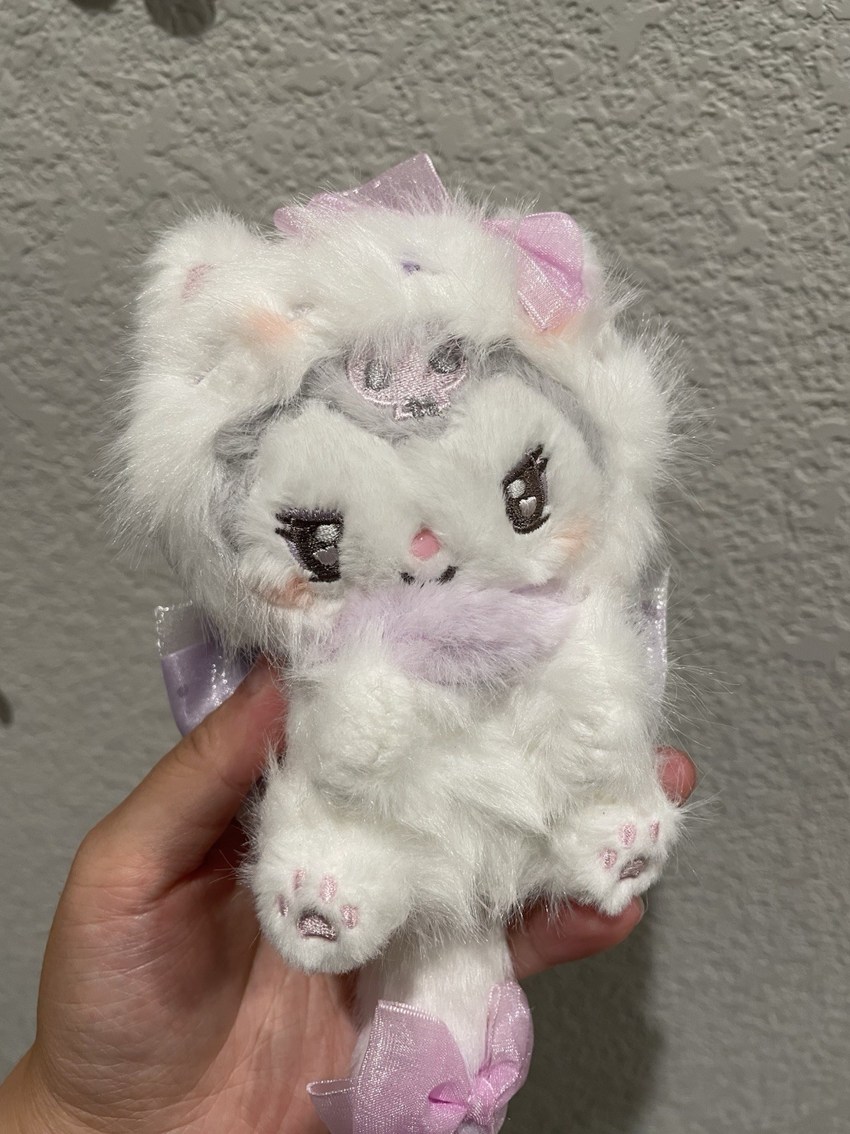 NEW Sanrio Kuromi In Cat Costume Plush Purple Pastel Bow Keychain Nwt