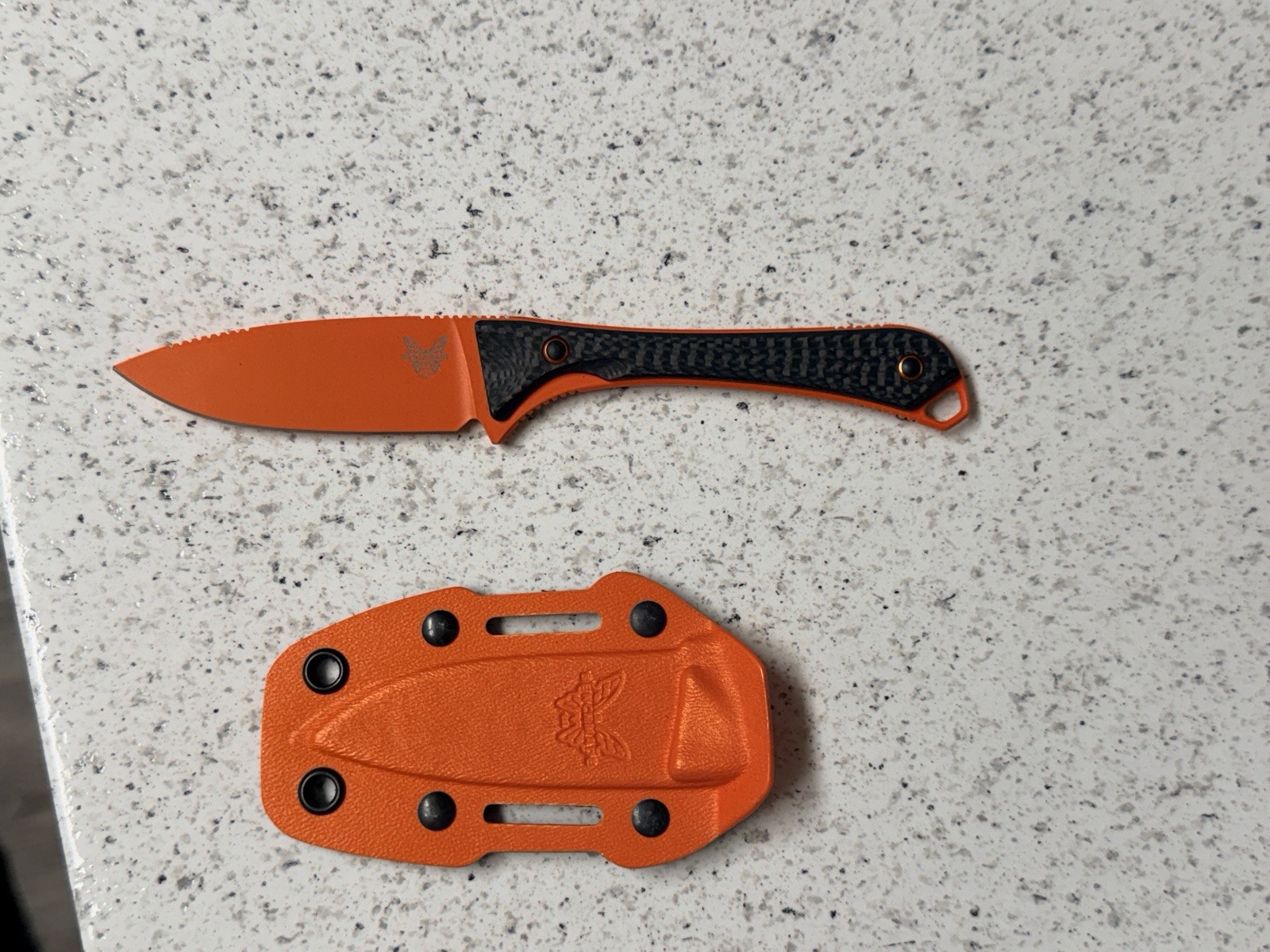 Benchmade 15201OR Altitude Fixed Blade S90V Orange Carbon Fiber Knife NEW