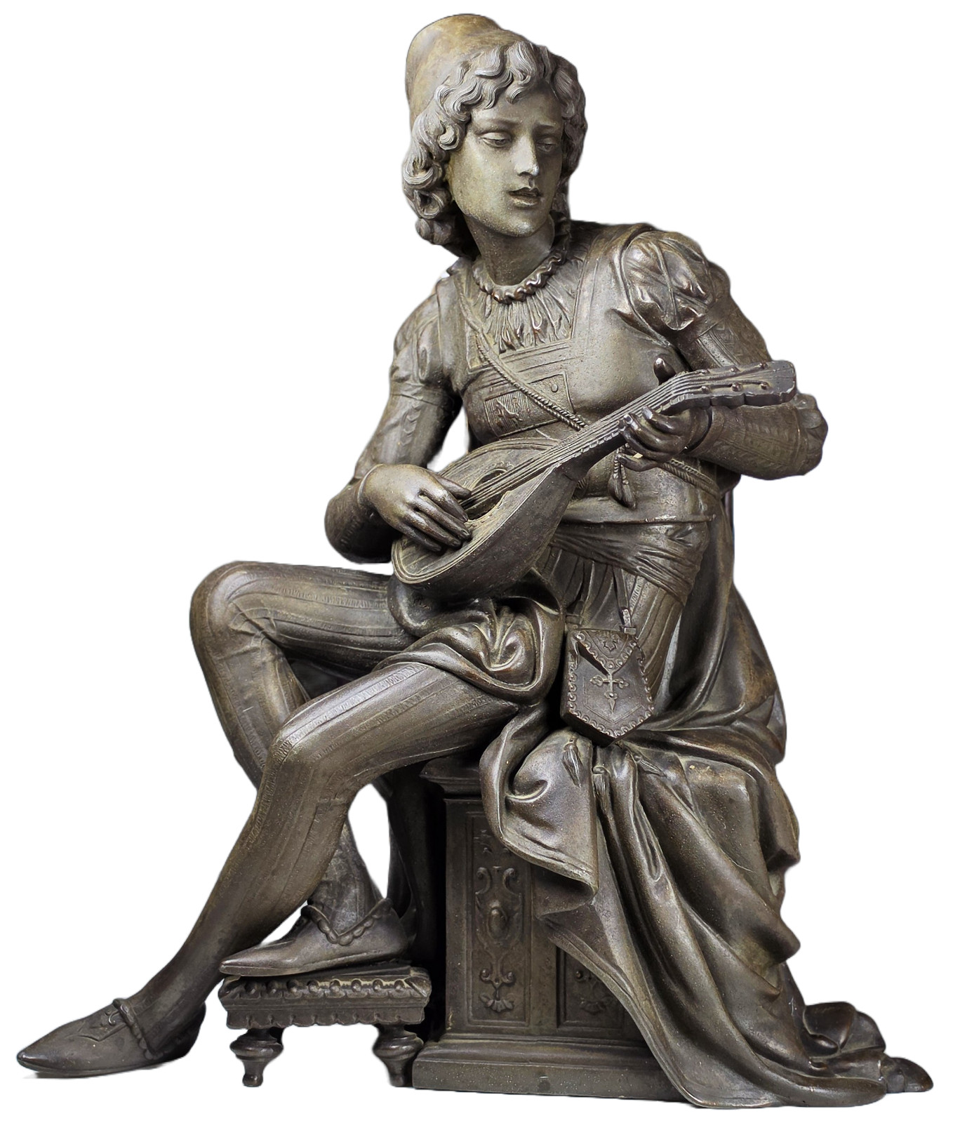 Antique 1894 Ansonia Troubadour Clock Statue Large 21.5\