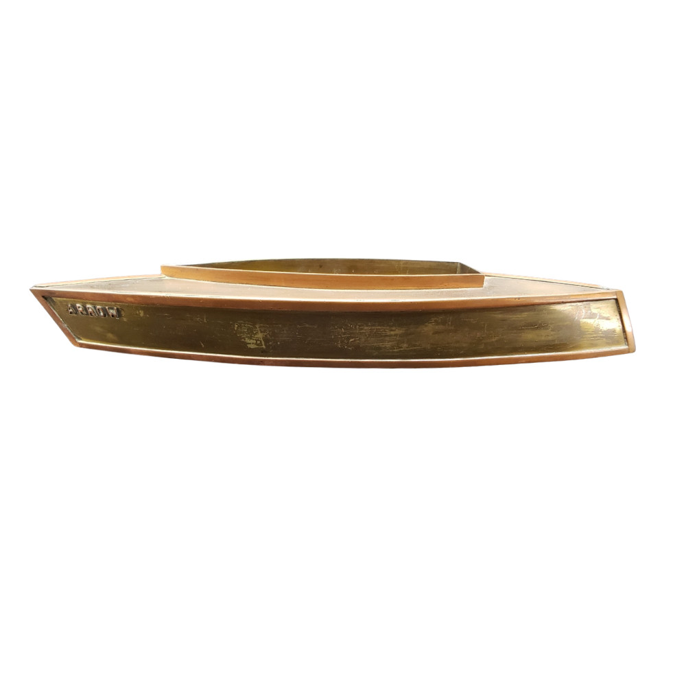 Antique ca 1920s Arrow Brass Copper Boat Catchall Tray Art Deco Handmade