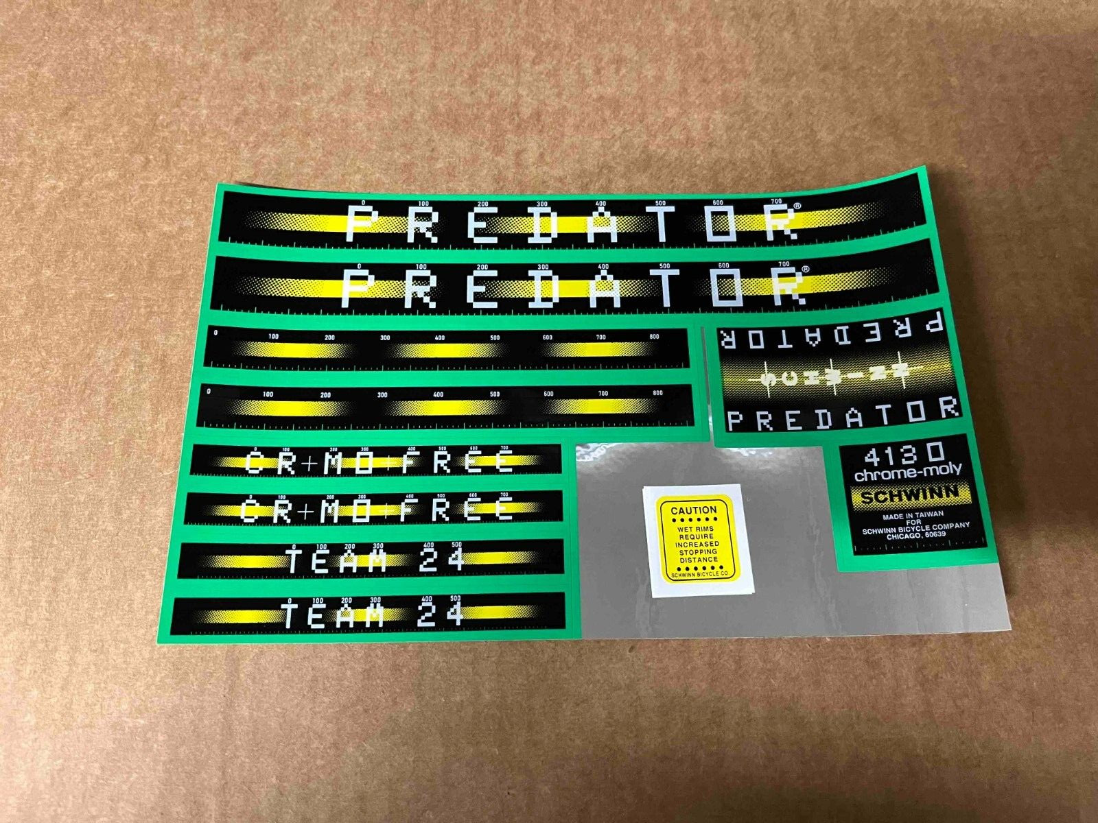 Schwinn Approved Predator BMX Team 24 Bicycle Bike Green Black Decal Set