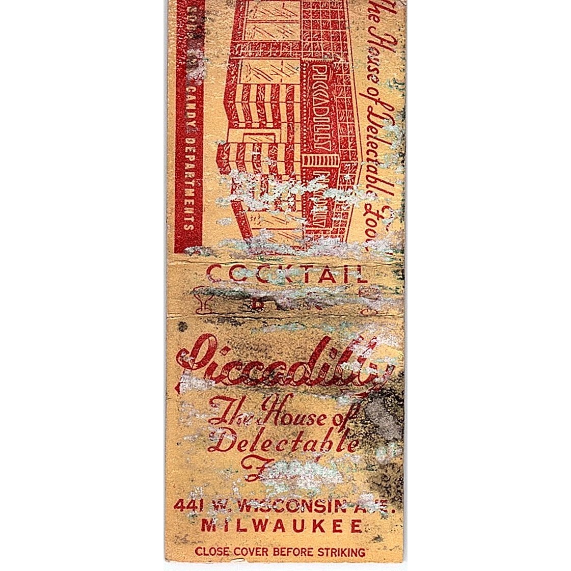 Piccadilly Restaurant Milwaukee WI Vintage Matchbook Cover MB61-2